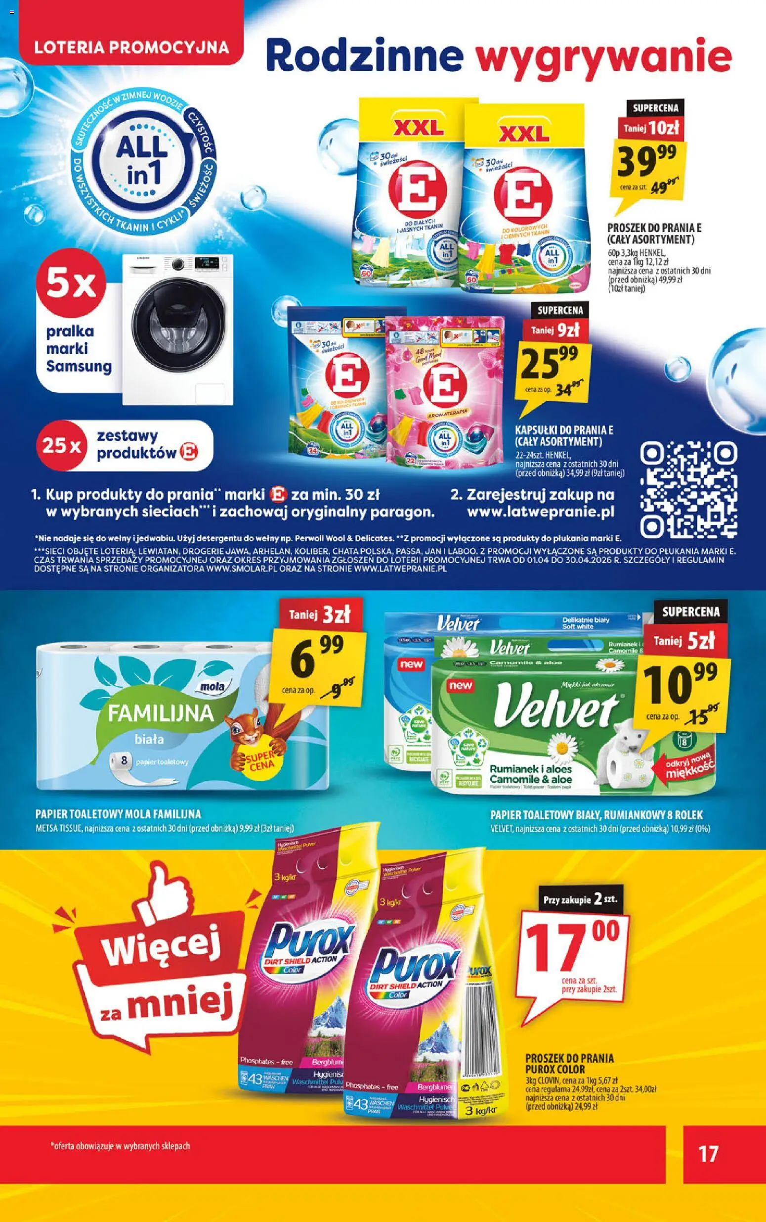 Arhelan gazetka od 08.04.2026 | Strona: 17 | Produkty: Pralka, Aloes, Kapsułki do prania, Proszek do prania