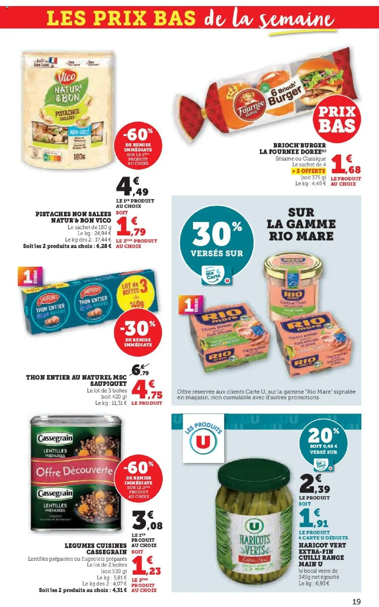 {H1} | Page: 19 | Produits: Haricot vert, Thon, Pistaches