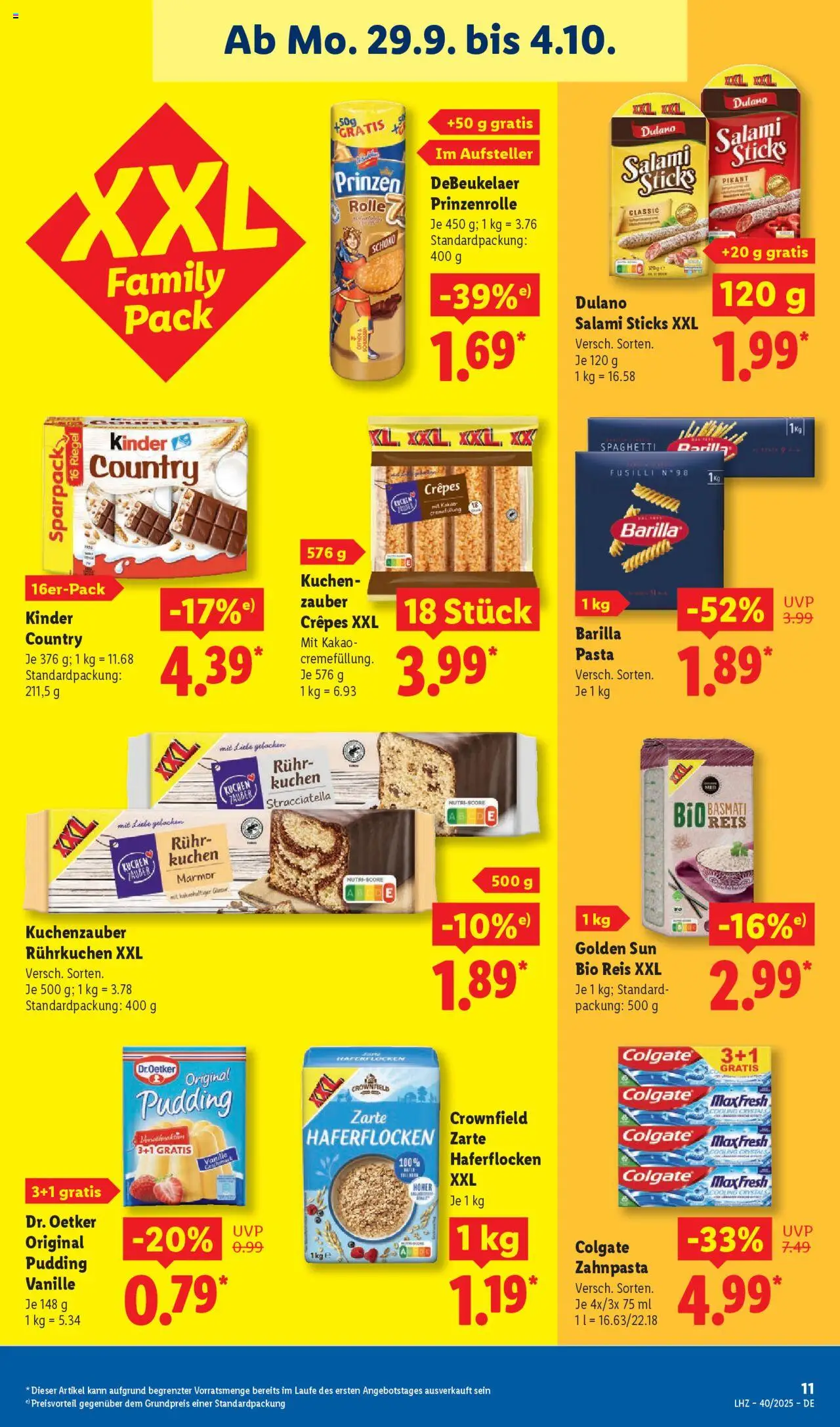 Lidl Prospekt Lüchow – gültig ab 29.09.2025 | Seite: 19 | Produkte: Pudding, Zahnpasta, Salami, Reis