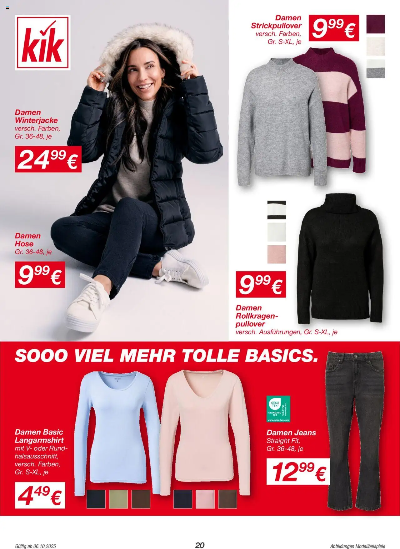 Kik Prospekt – gültig ab 06.10.2025 | Seite: 20 | Produkte: Langarmshirt, Pullover, Hose, Jeans