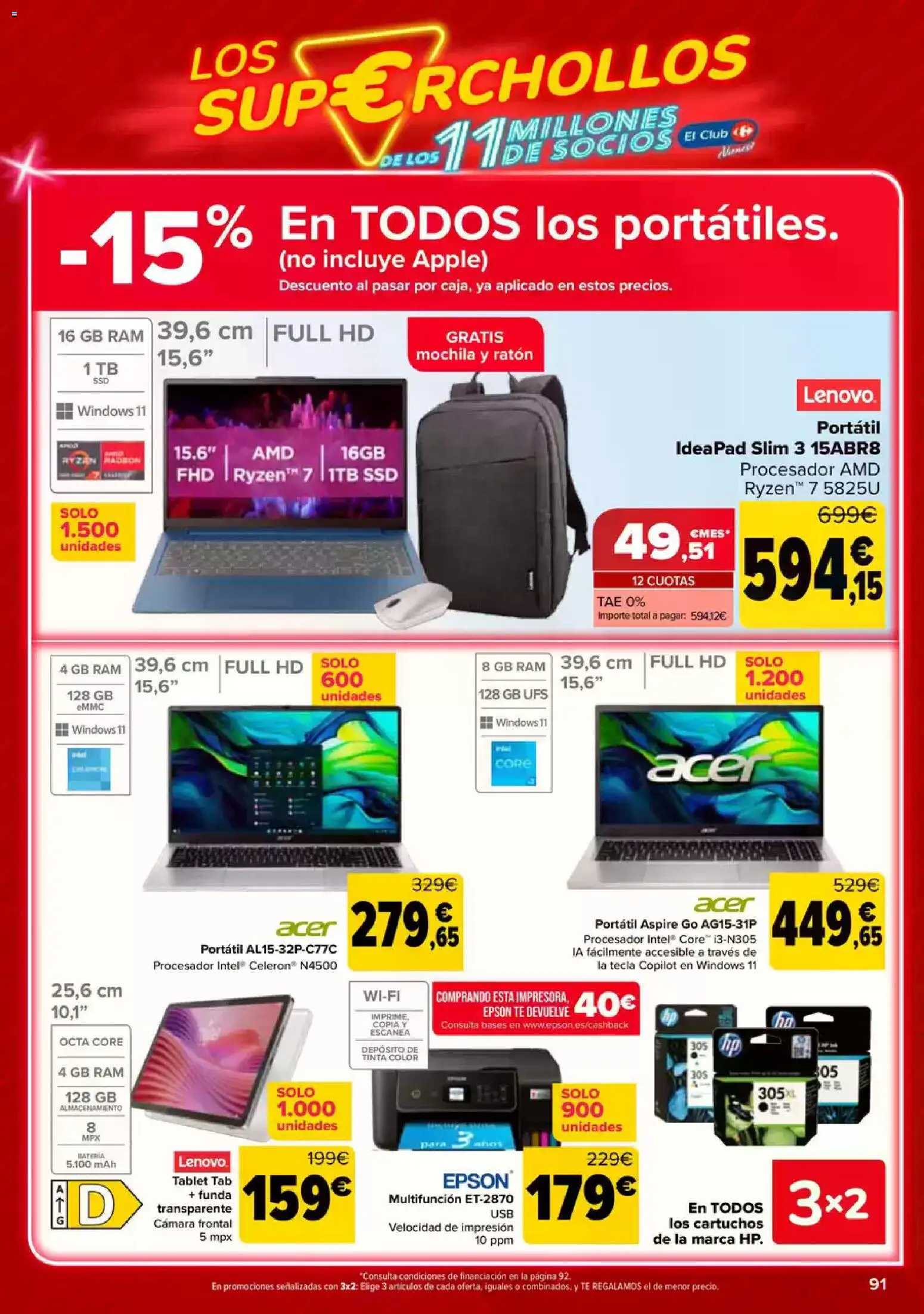 Carrefour folleto │ válido desde el 23.04.2026 | Página: 90 | Productos: Mochila, Té, Impresora, Funda