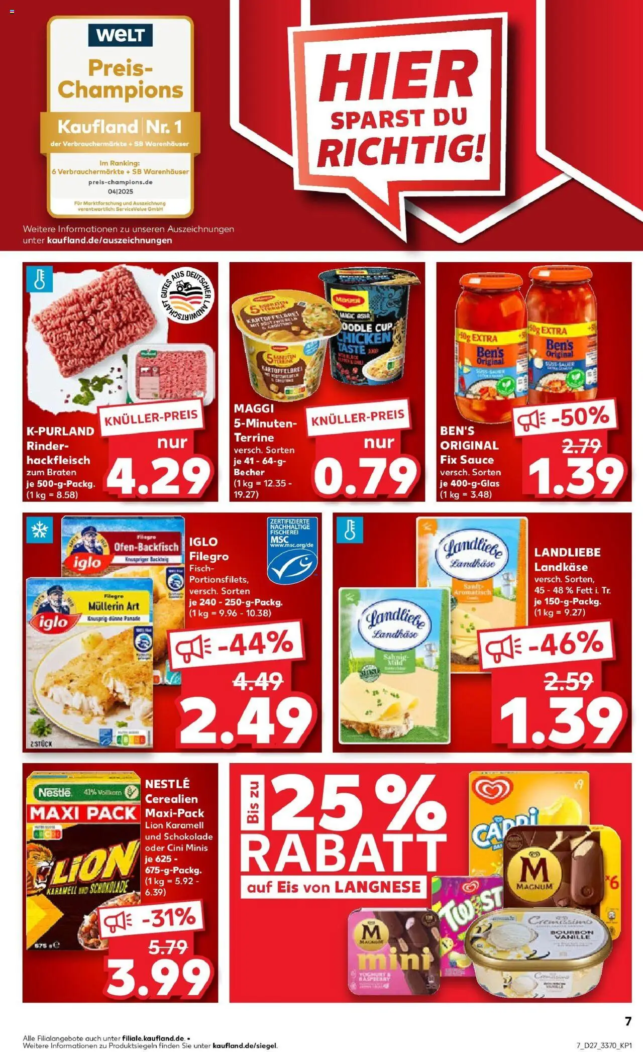 Kaufland prospekt Gotha	 - gültig ab dem 03.07.2025 | Seite: 7 | Produkte: Maggi, Schokolade, Iglo, Hackfleisch
