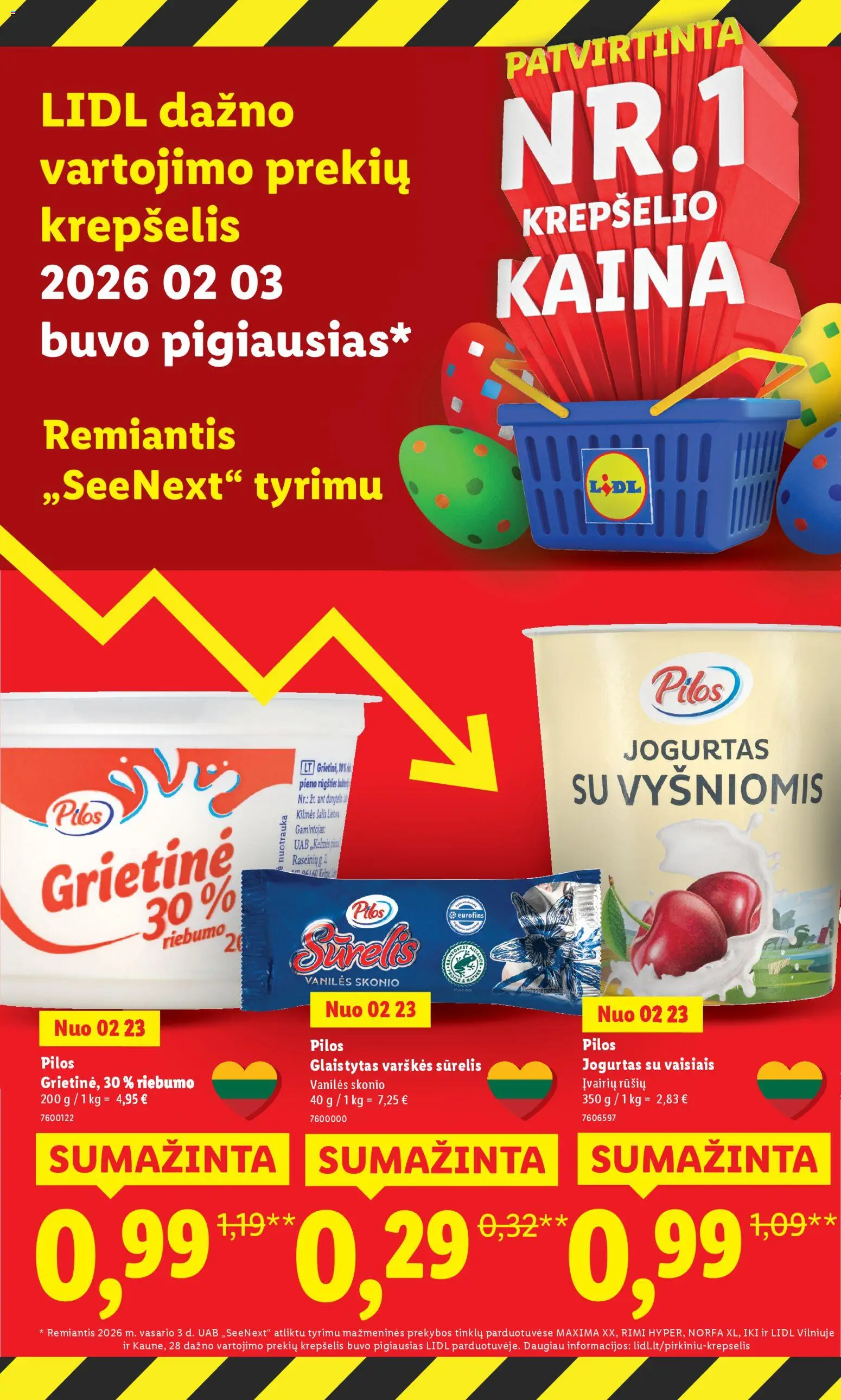 LIDL akcijos nuo 16.03.2026 | Puslapis: 16 | Prekių: Jogurtas, Krepšelis, Grietinė, Šalis
