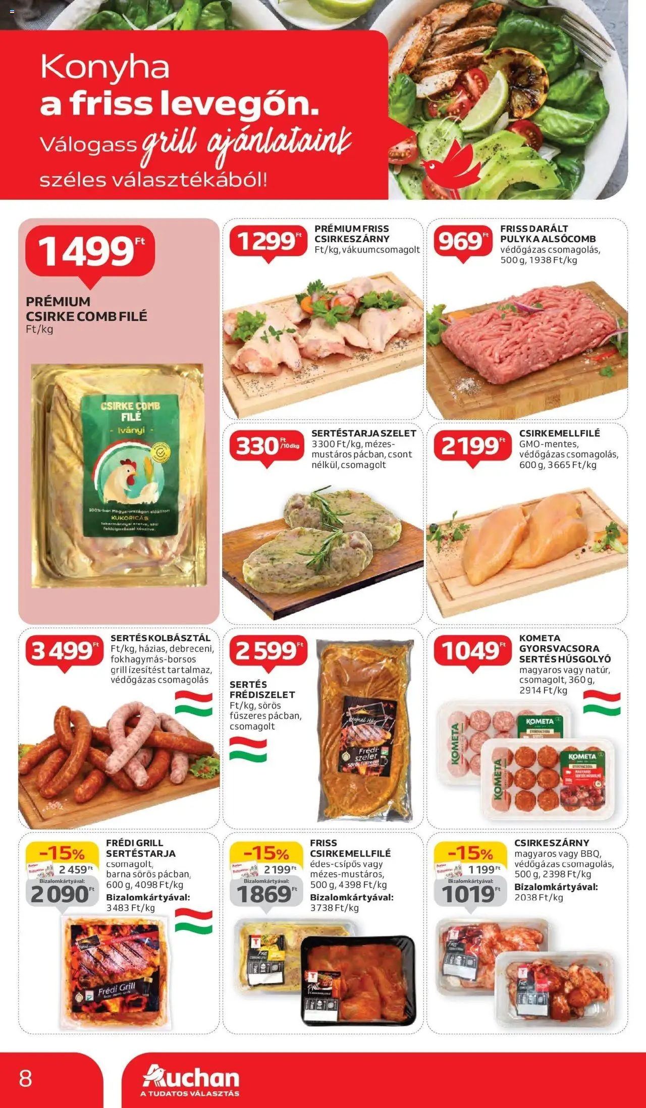 Auchan akciós ujság - amely érvényes a következő dátumtól: 05.06.2025 | Oldal: 8 | Termékek: Sertéstarja, Grill