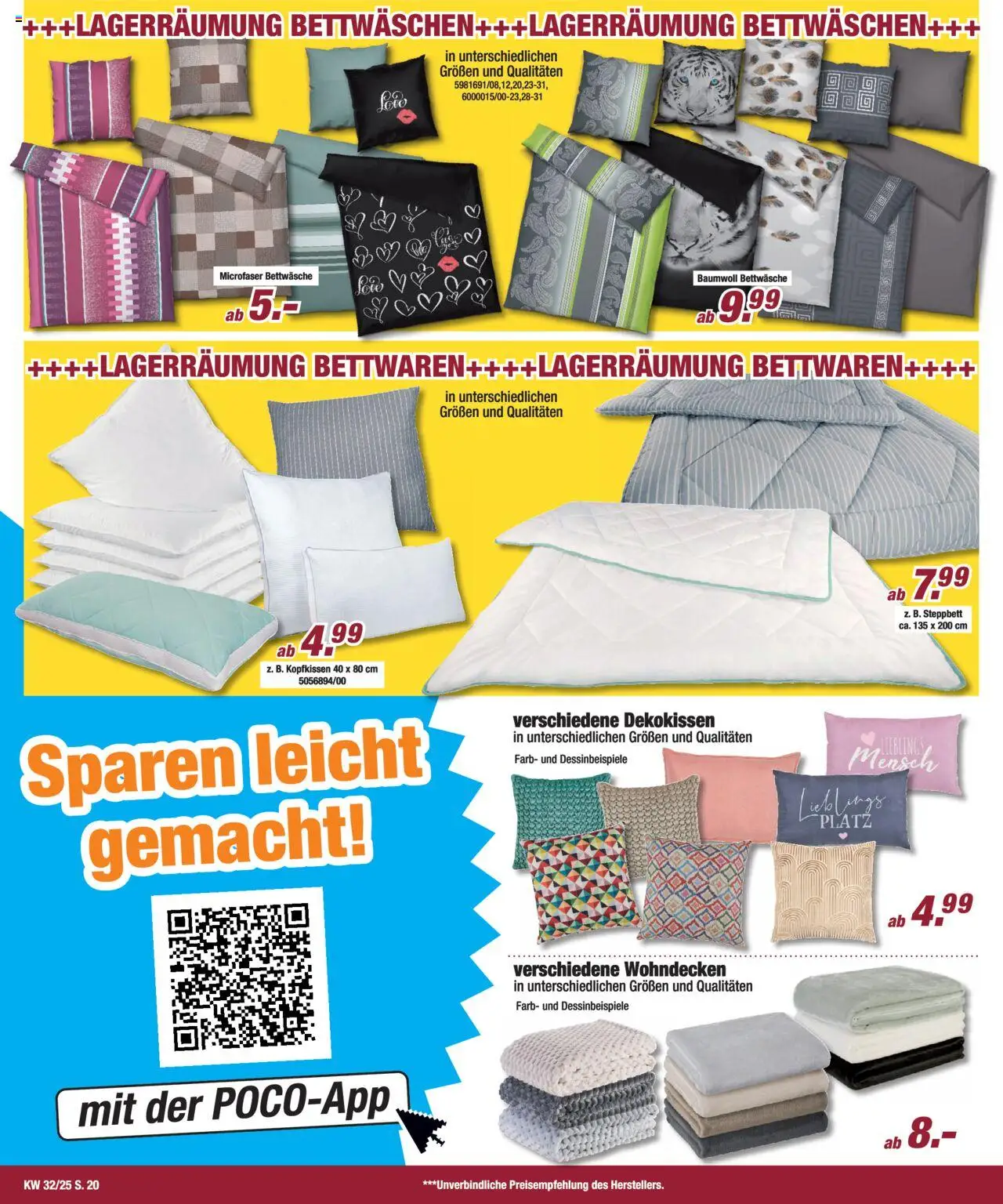 Poco Prospekt 	 - gültig ab dem 02.08.2025 | Seite: 20 | Produkte: Bettwäsche, Kopfkissen