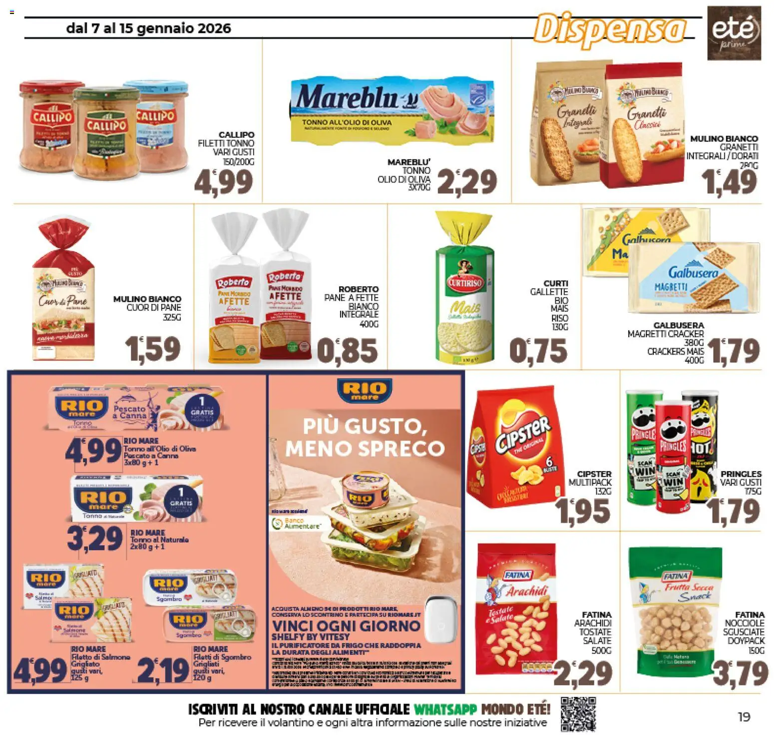 Volantino Eté del 07.01.2026 | Pagina: 19 | Prodotti: Crackers, Gallette, Tonno, Mais