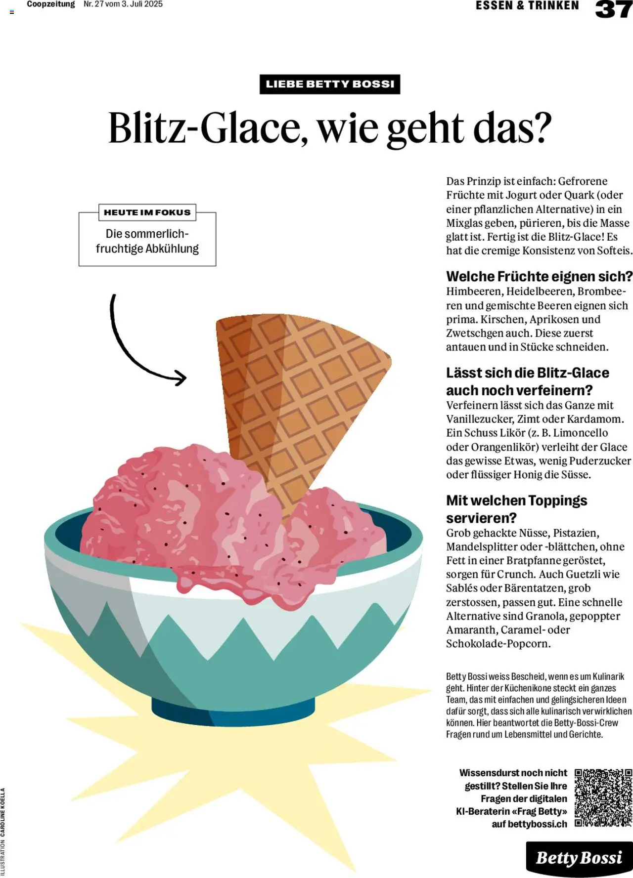 Coop Magazin ab 03.07.2025 | Seite: 37 | Produkte: Quark, Likör, Zwetschgen, Glace
