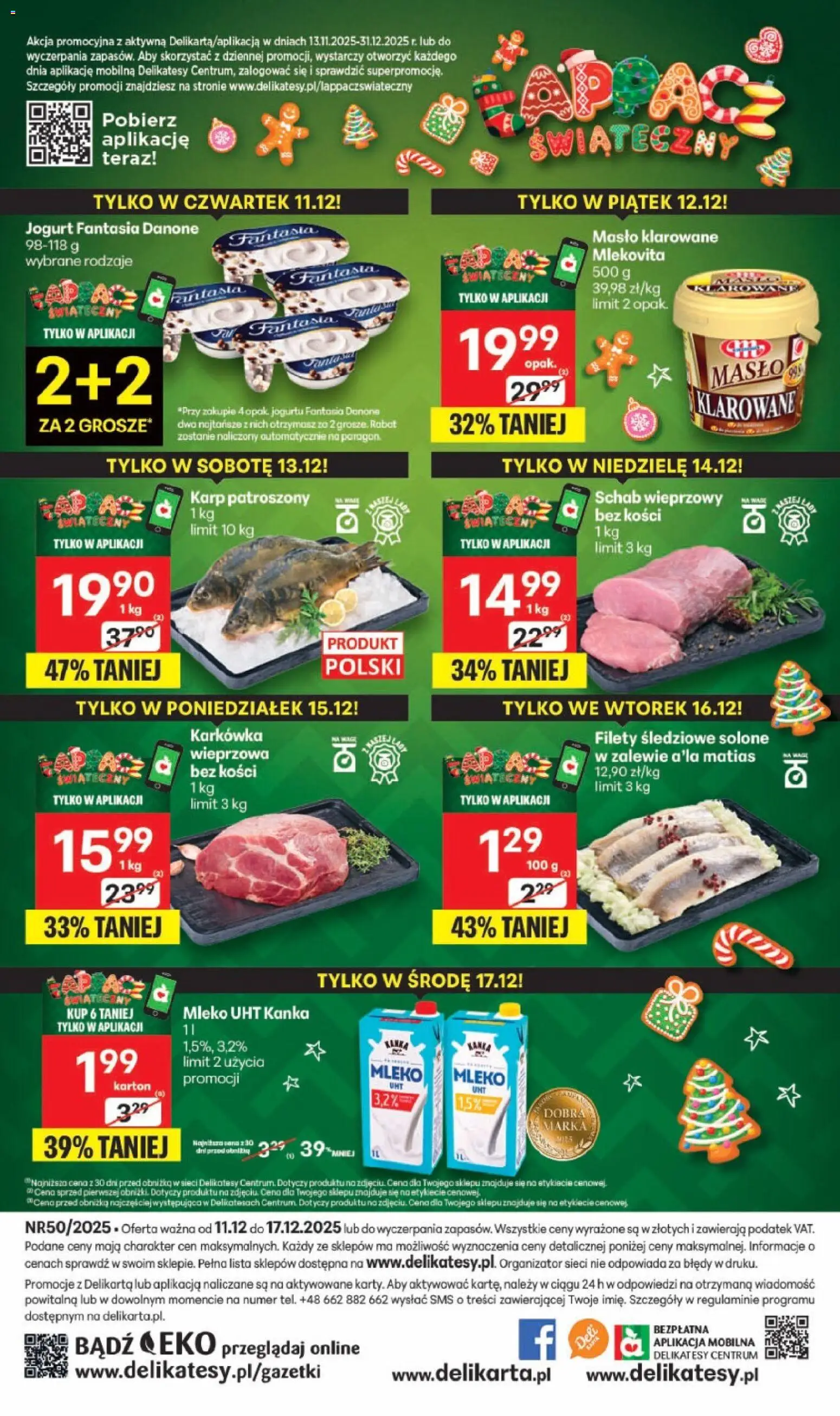 Delikatesy Centrum Gazetka od 11.12.2025 | Strona: 42 | Produkty: Masło klarowane, Schab, Mleko, Jogurt