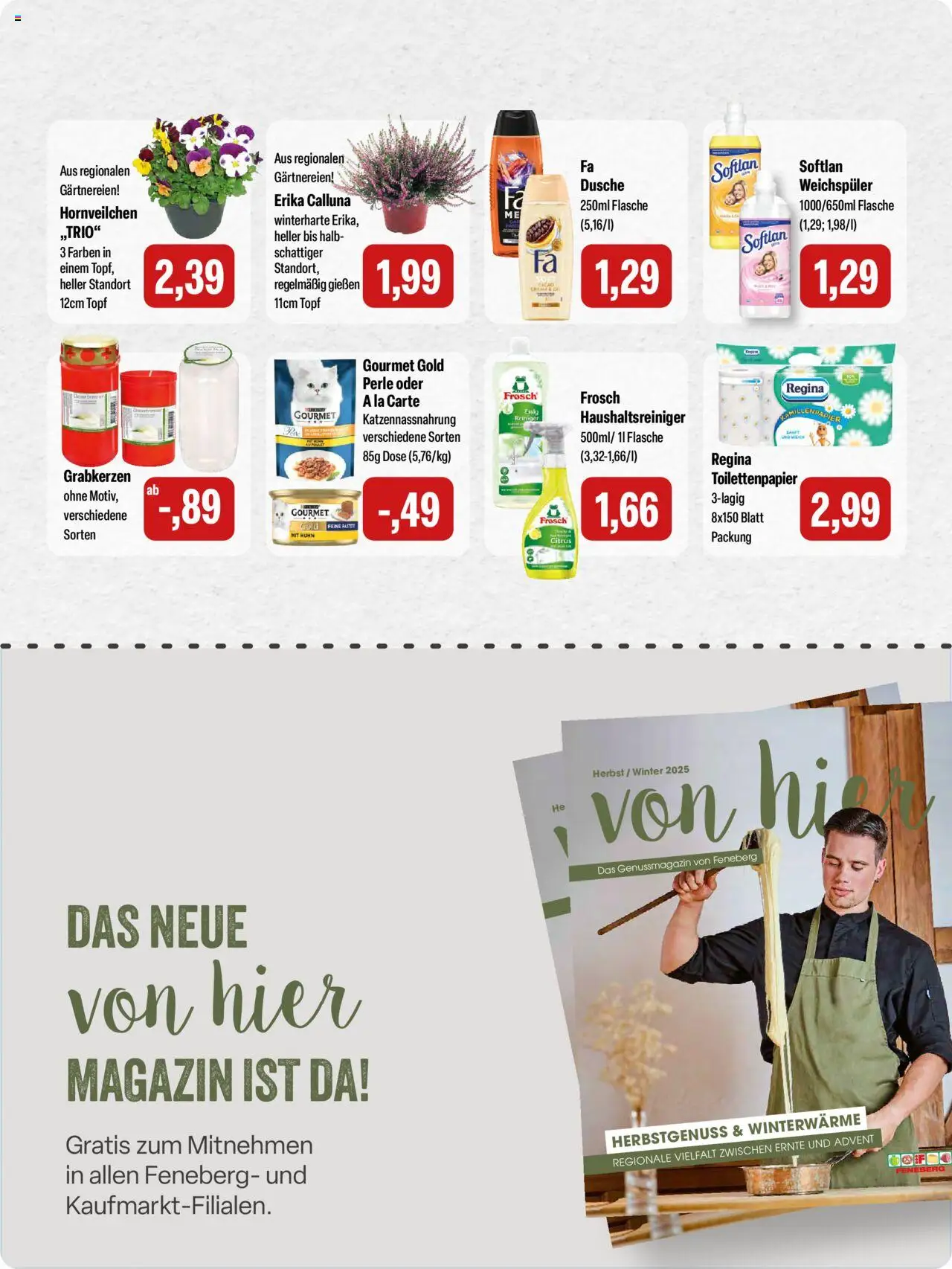 Feneberg Angebote – gültig ab 23.10.2025 | Seite: 10 | Produkte: Essig, Dusche, Weichspüler, Toilettenpapier