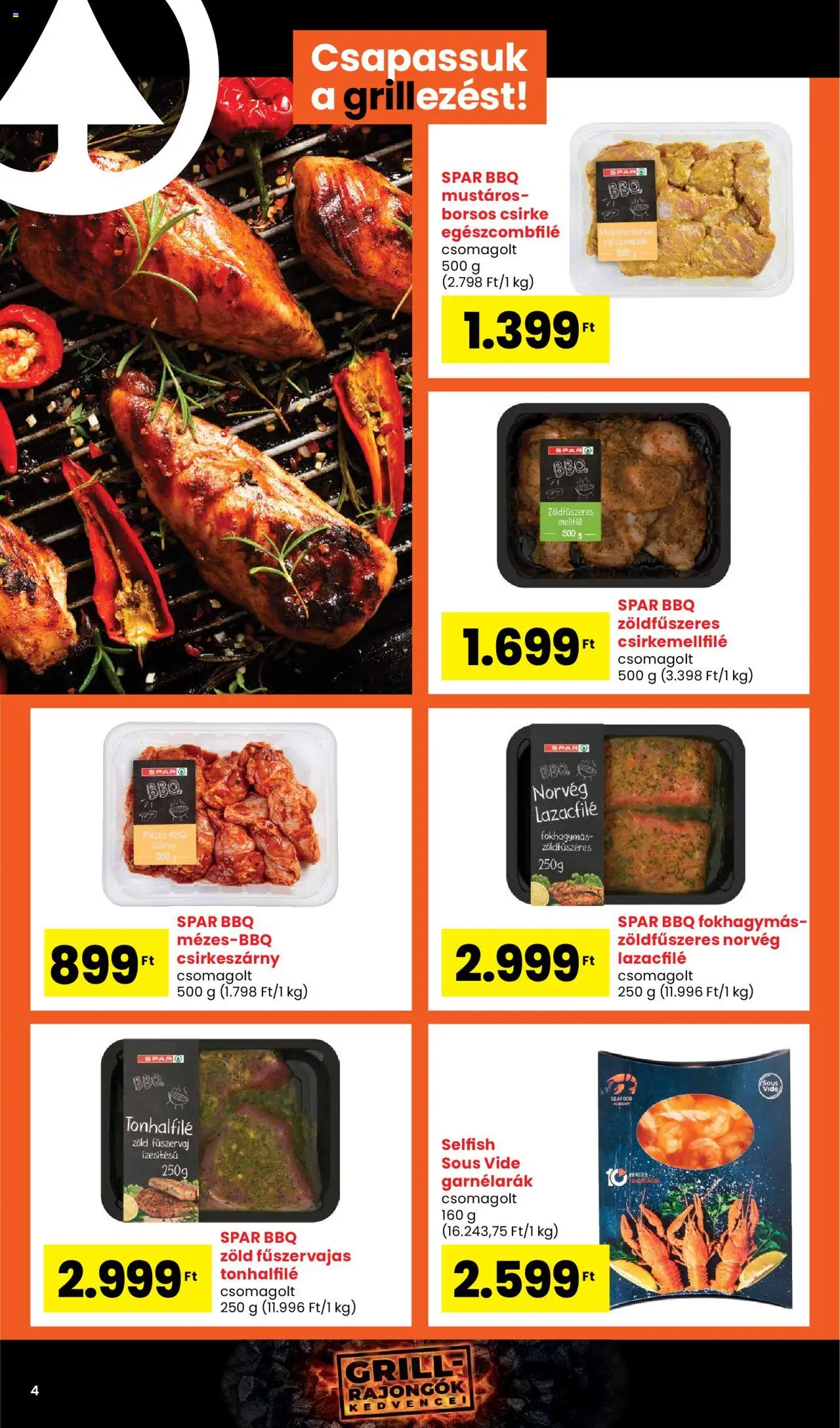 Spar akciós ujság - amely érvényes a következő dátumtól: 02.05.2025 | Oldal: 4 | Termékek: Lazacfilé, Fűszervaj