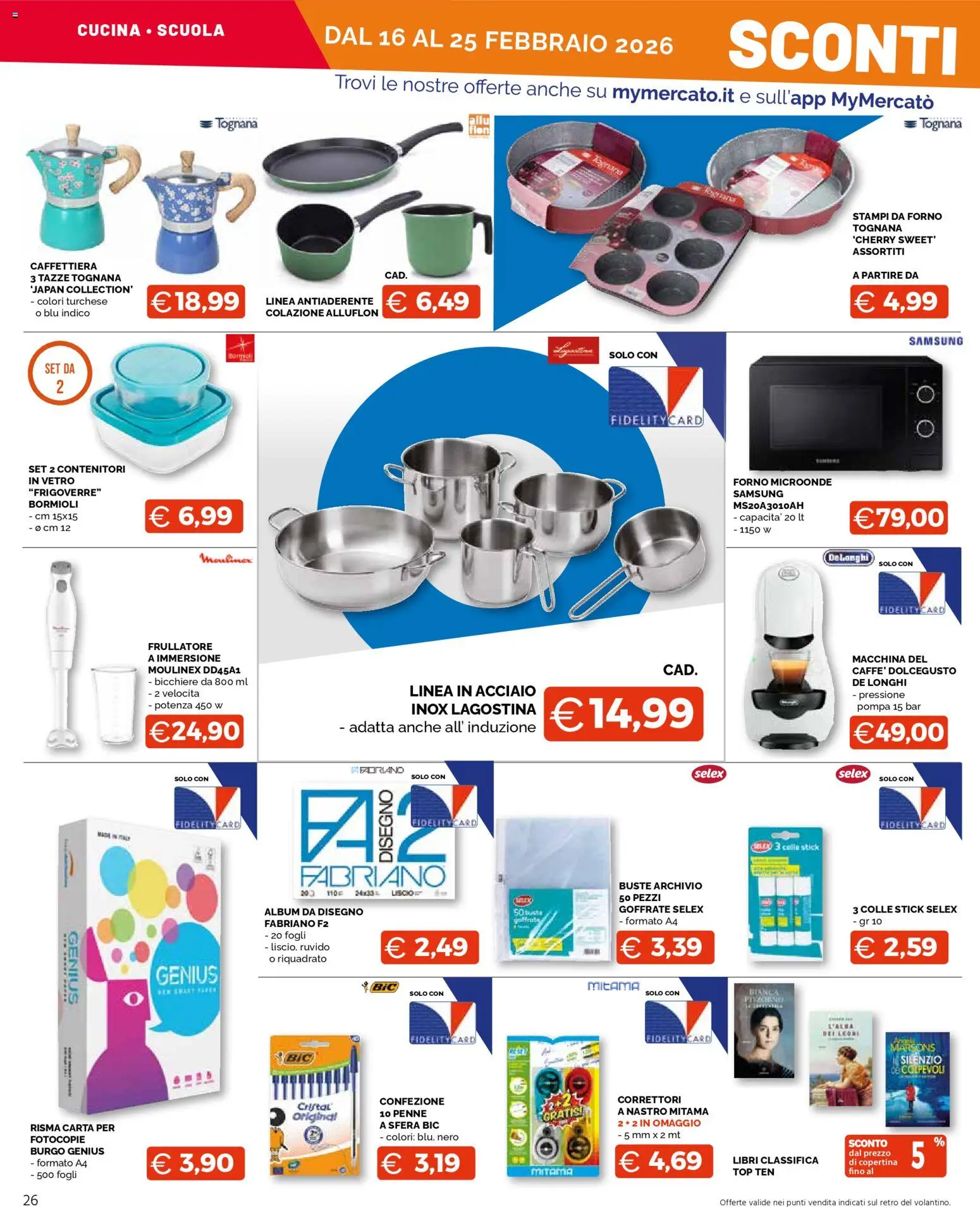Volantino Mercatò del 16.02.2026 | Pagina: 26 | Prodotti: Caffettiera, Frullatore, Forno, Samsung