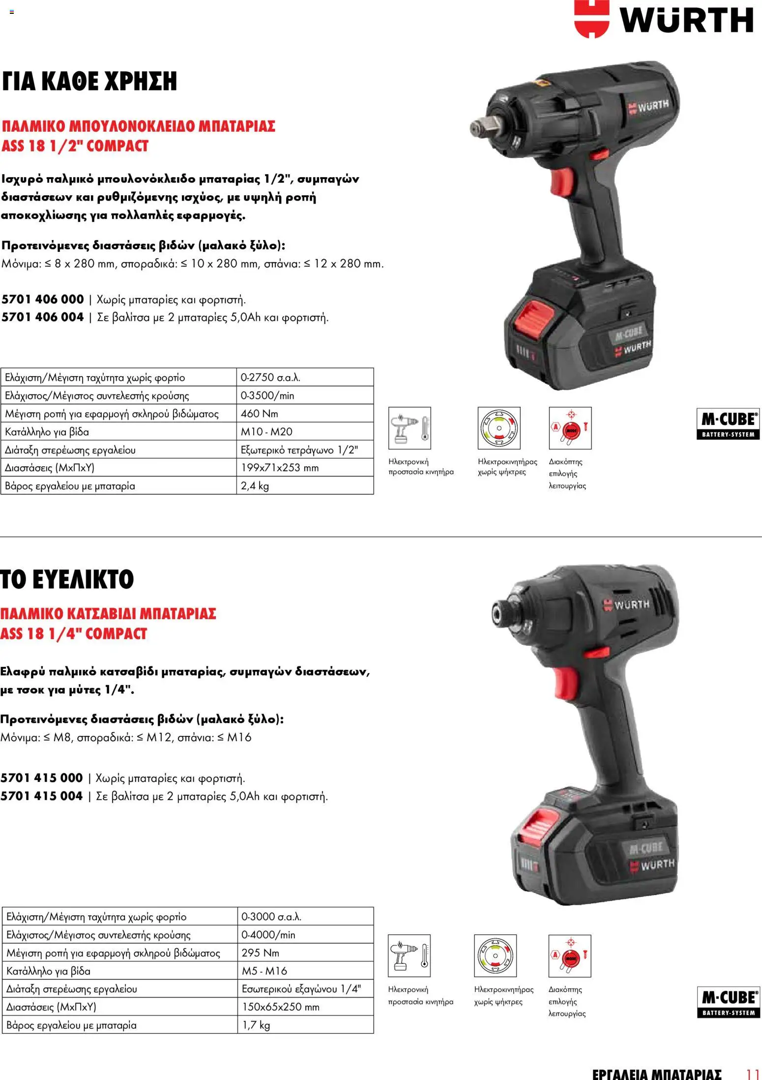 WURTH - Εργαλεία Μπαταρίας – σε ισχύ από 01.01.2026 | Σελίδα: 11