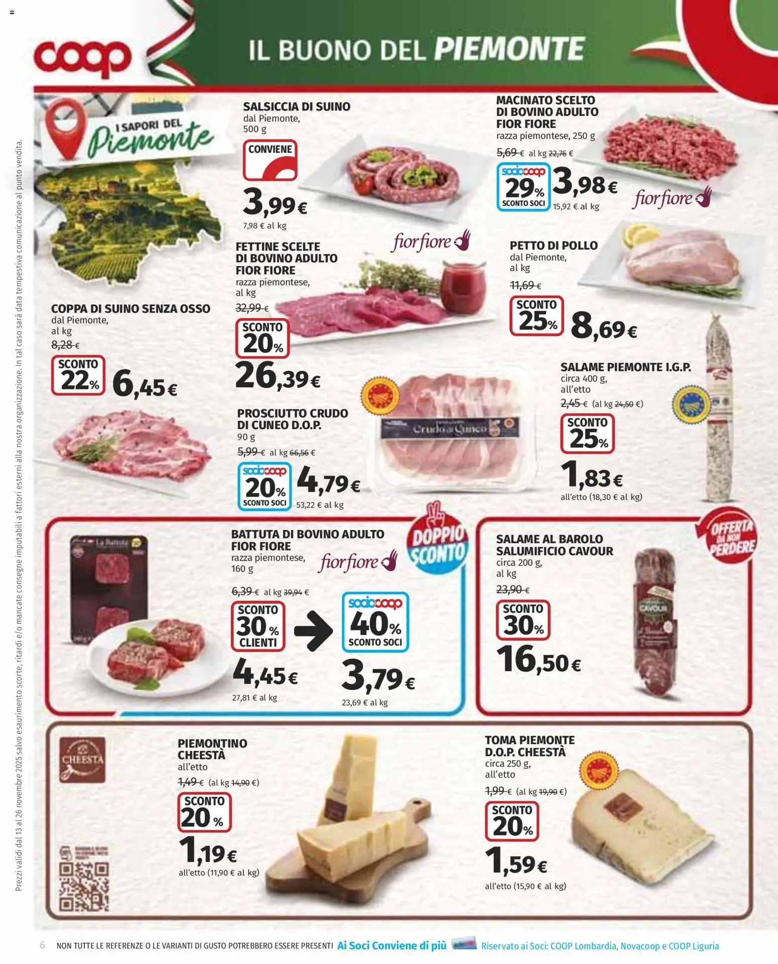 Volantino COOP del 13.11.2025 | Pagina: 6 | Prodotti: Petto di Pollo, Salame, Salsiccia, Data