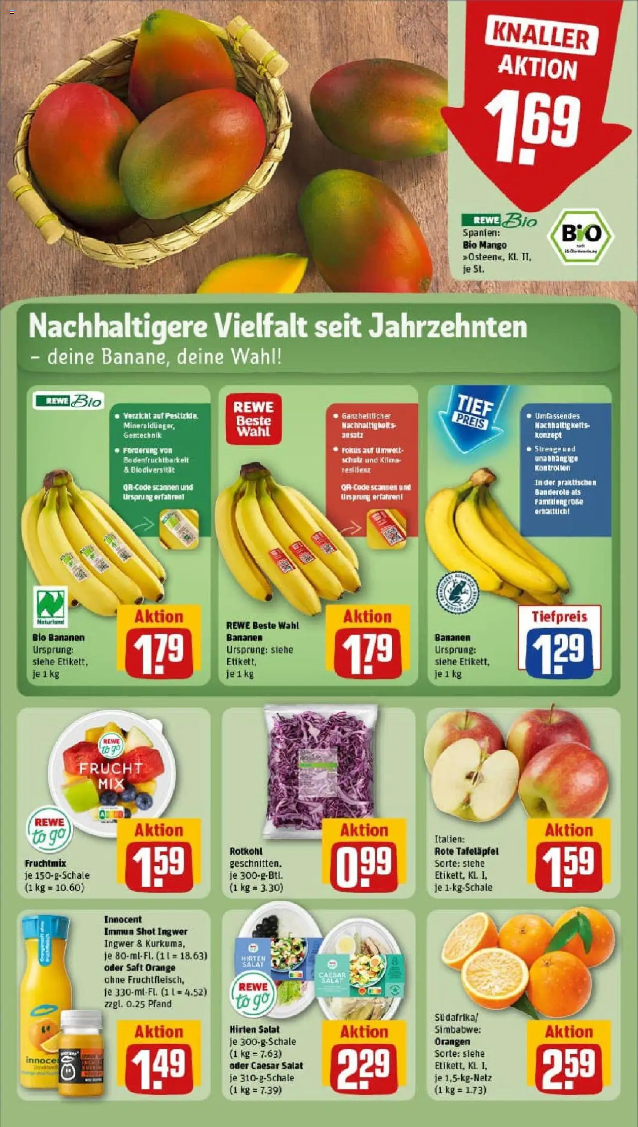 Rewe prospekt Marburg	 – gültig ab 28.09.2025 | Seite: 10 | Produkte: Rotkohl, Bananen, Orangen, Mango