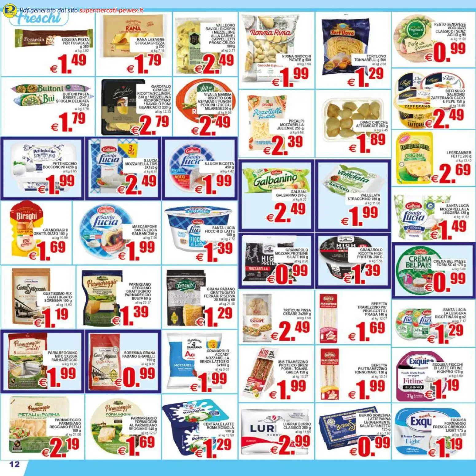 Volantino Pewex del 17.04.2026 | Pagina: 12 | Prodotti: Latte, Grana Padano, Ricotta, Parmigiano reggiano
