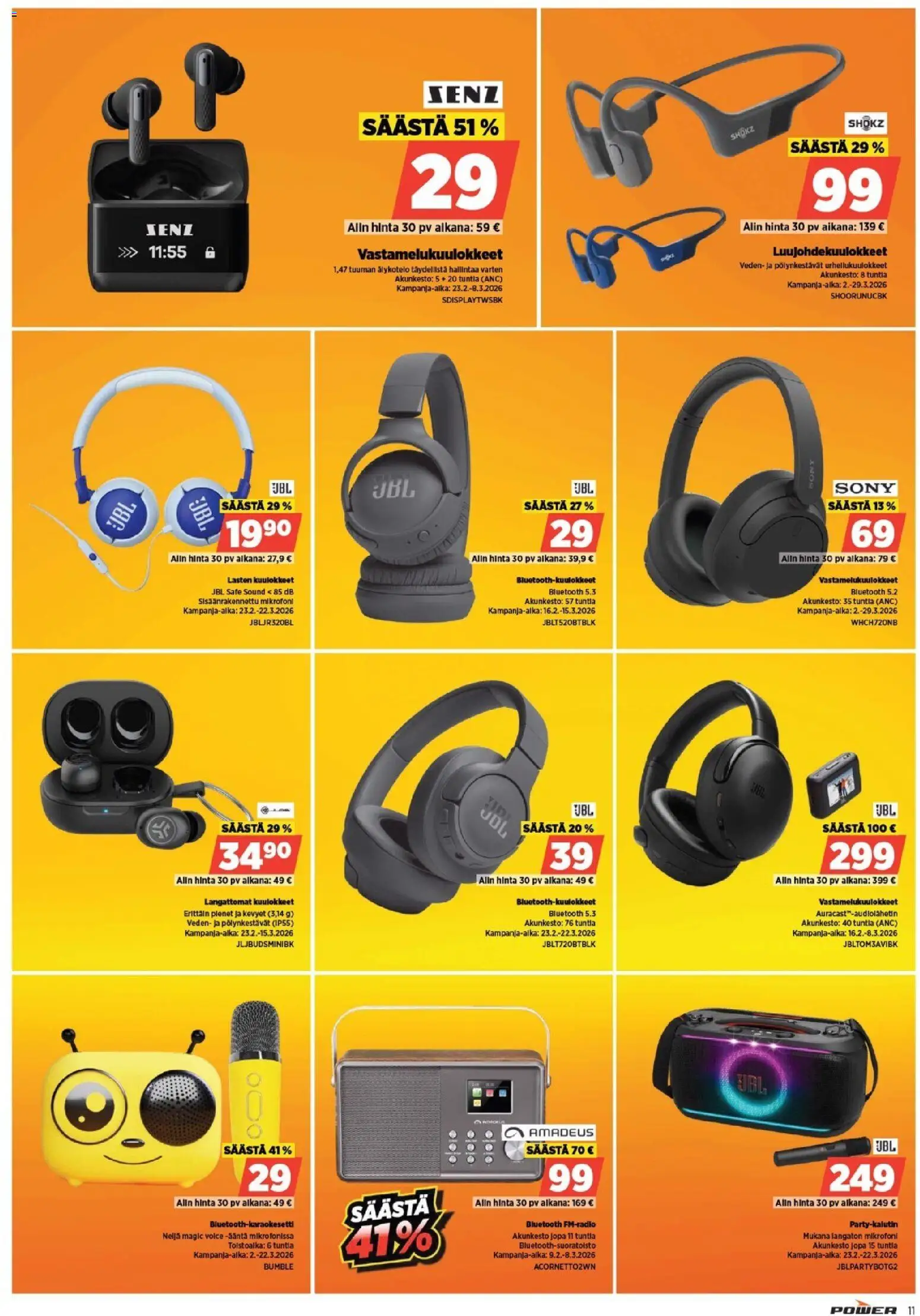 Power tarjoukset – voimassa 08.03.2026 alkaen | Sivu: 13 | Tuotteet: Vastamelukuulokkeet, Langattomat kuulokkeet, Kuulokkeet