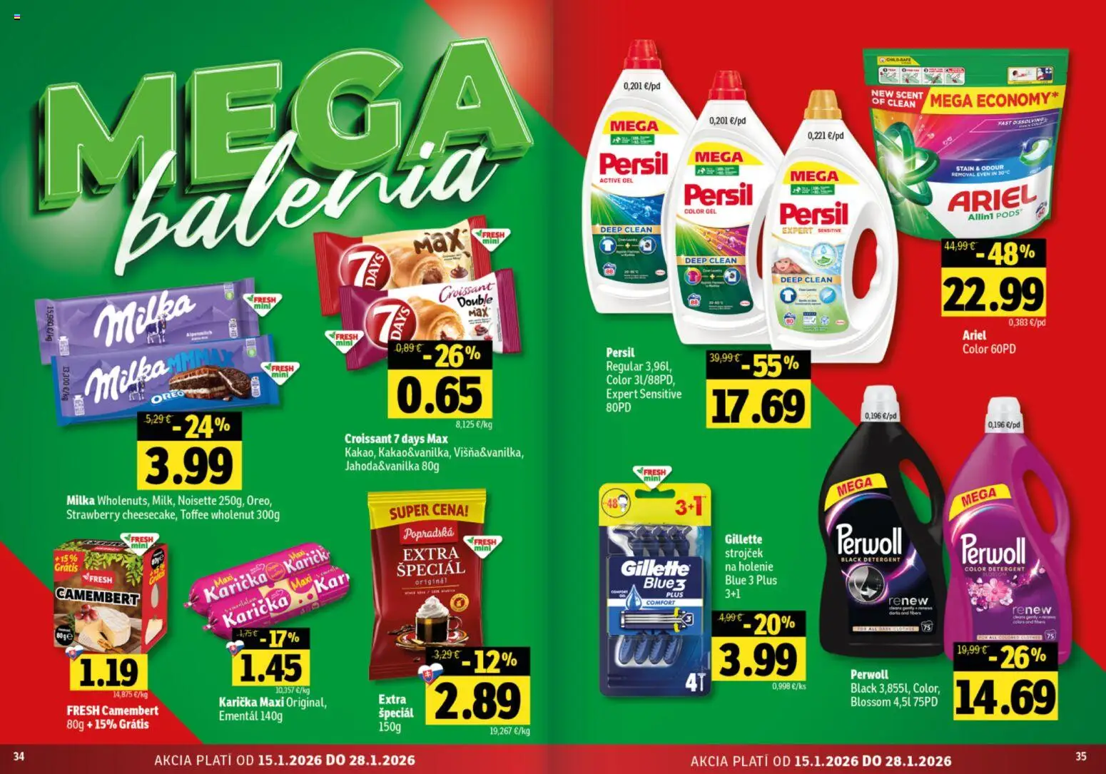 Nové Fresh akcie – leták je platný od 15.01.2026 | Strana: 18 | Produkty: Strojček, Croissant, Milka
