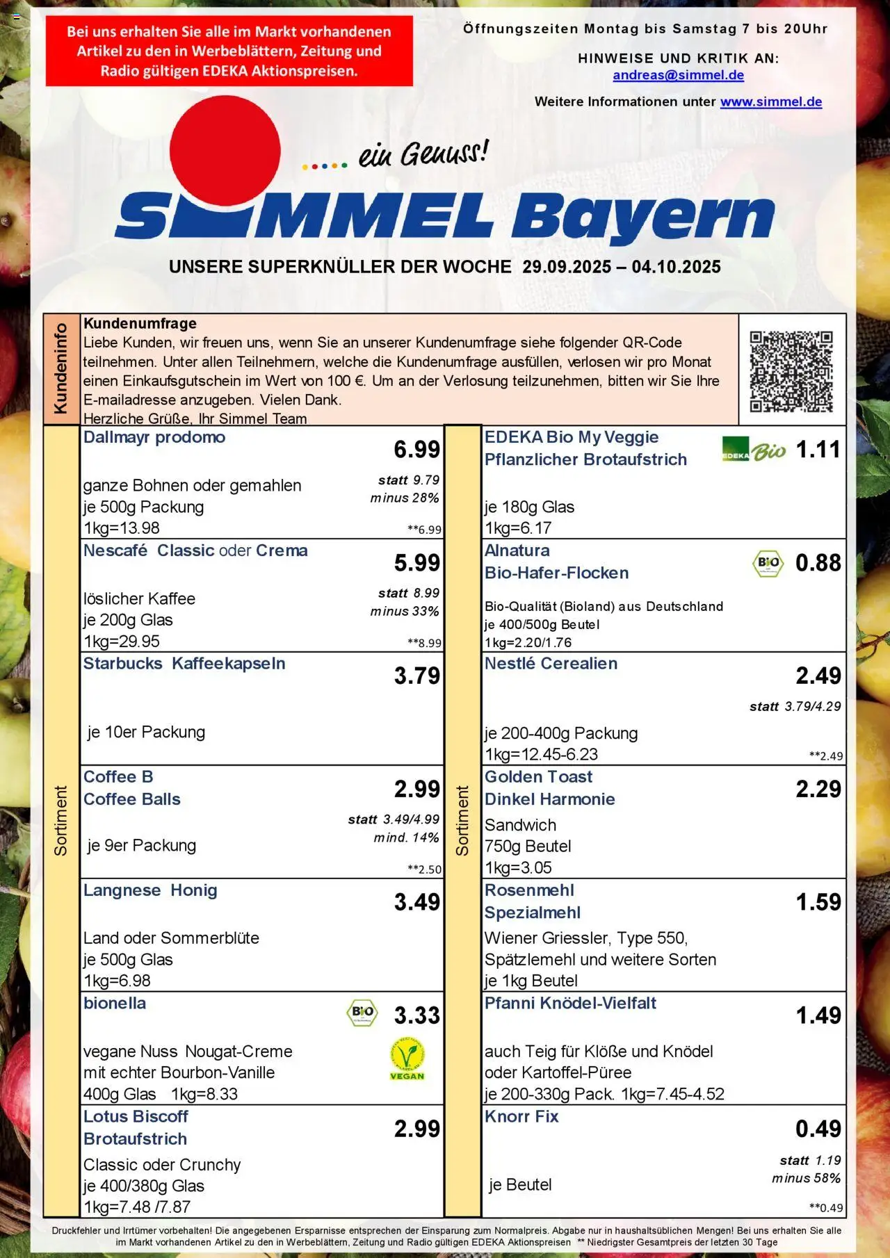Simmel - Bayern – gültig ab 29.09.2025 | Seite: 1 | Produkte: Nescafe, Knorr, Dallmayr, Nescafe classic
