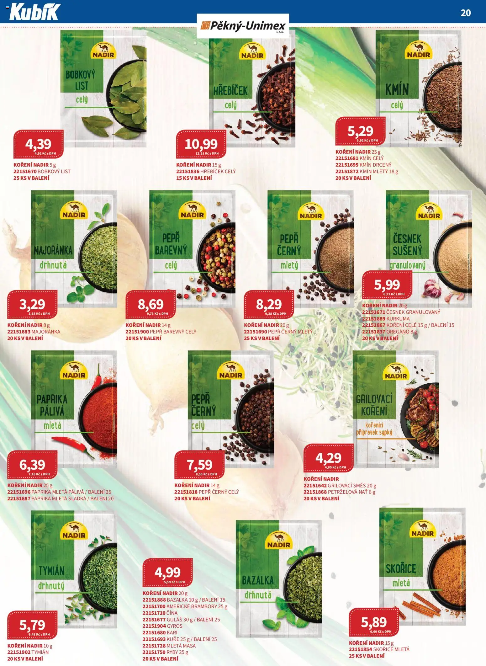 Kubík leták - Velkoobchod 03/2026 od 01.03.2026 | Strana: 20 | Produkty: Gyros, Paprika, Guláš, Kuře