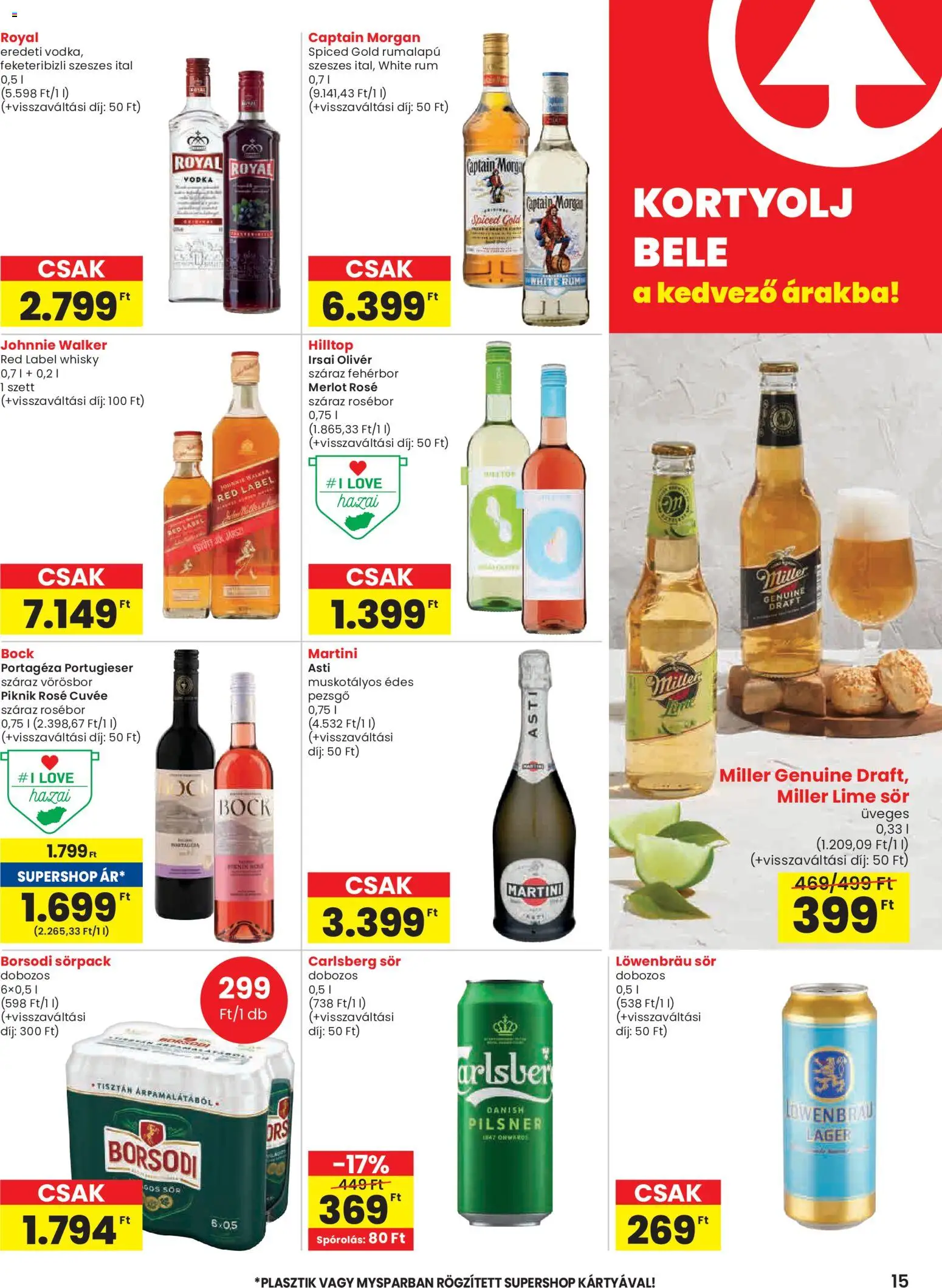 Spar akciós ujság - amely érvényes a következő dátumtól: 06.11.2025 | Oldal: 15 | Termékek: Captain morgan, Bundeva, Vörösbor, Whisky