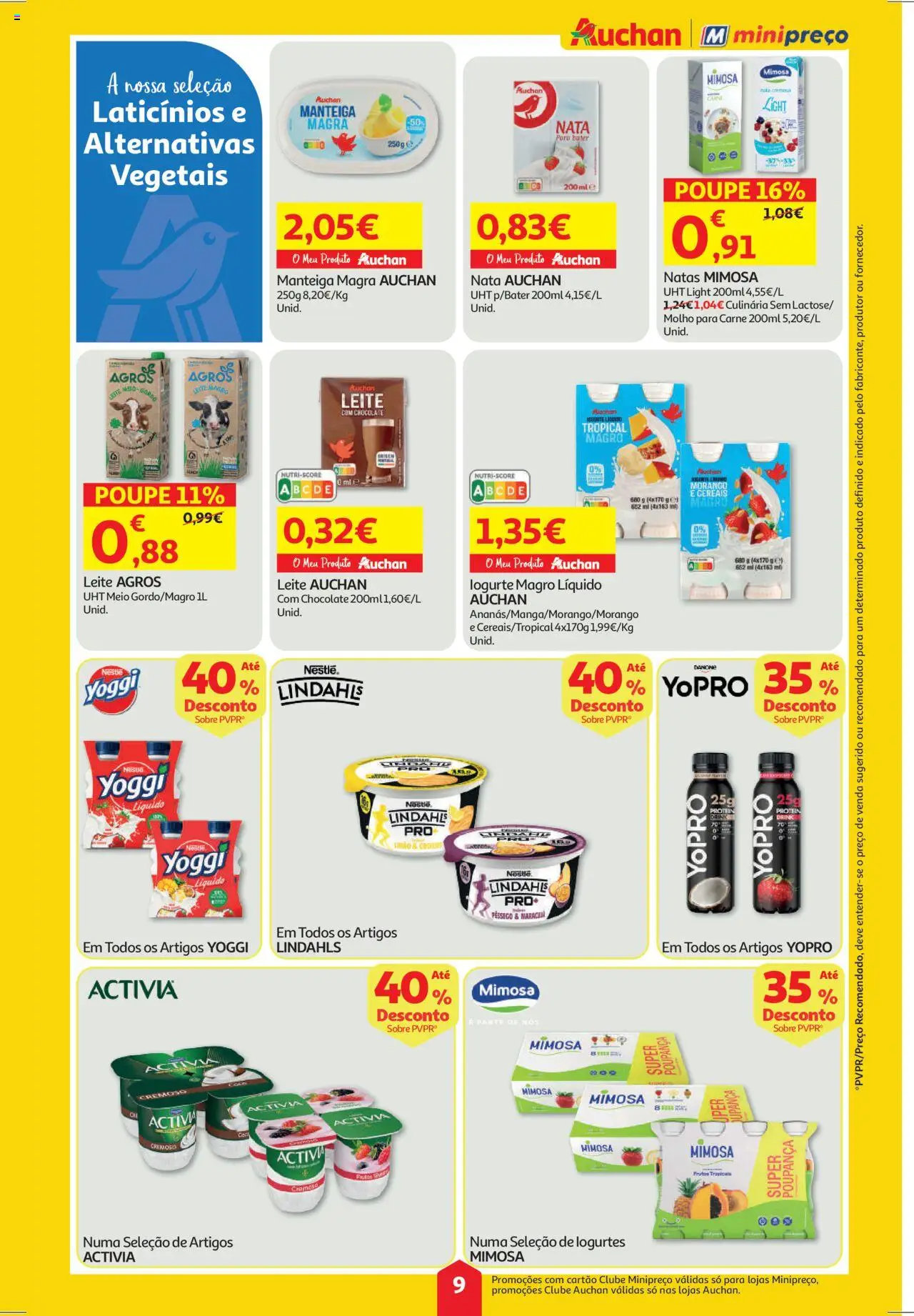 Auchan folheto │ válido de 21.08.2025 | Página: 9 | Produtos: Leite, Carne, Cereais, Natas