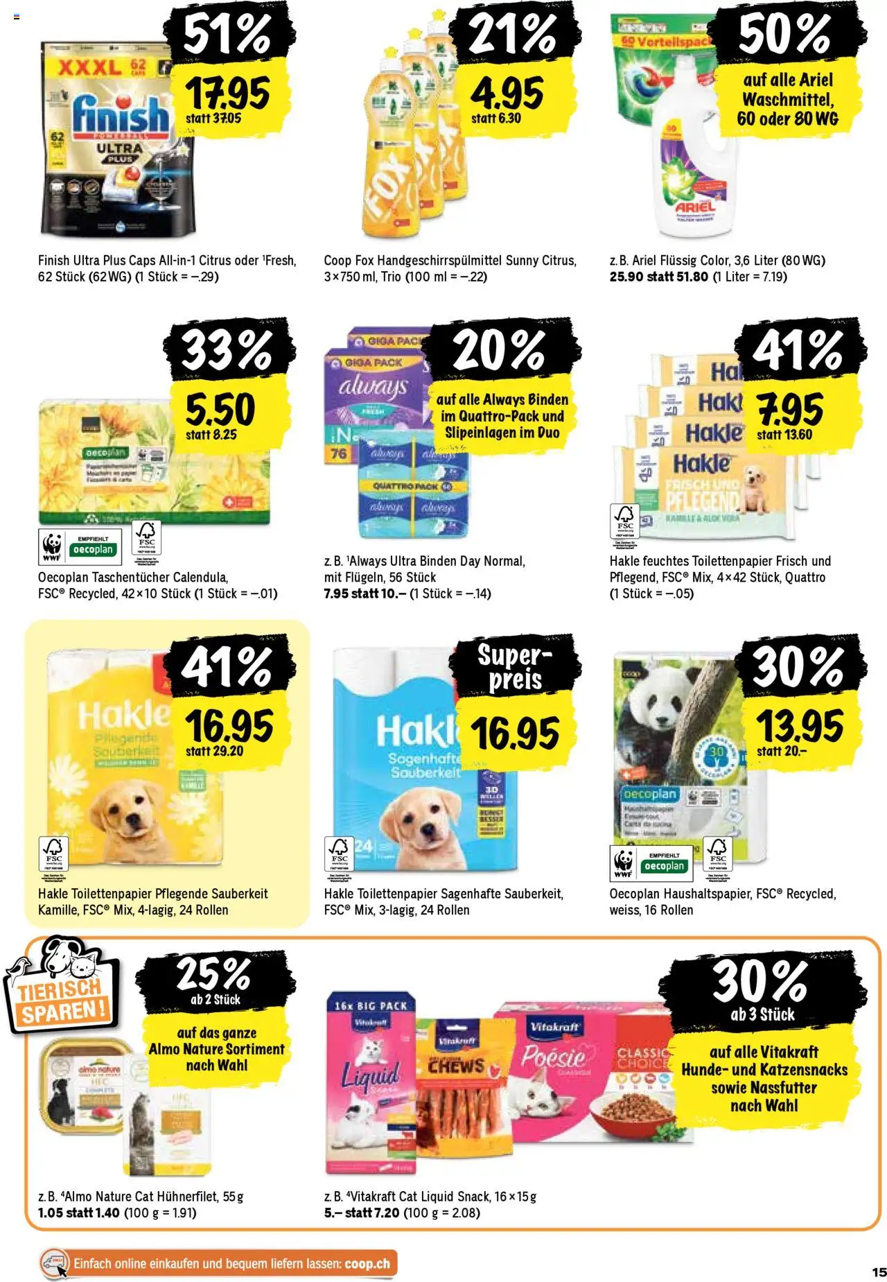 Coop Aktionen – gültig ab 25.09.2025 | Seite: 15 | Produkte: Feuchtes Toilettenpapier, Toilettenpapier
