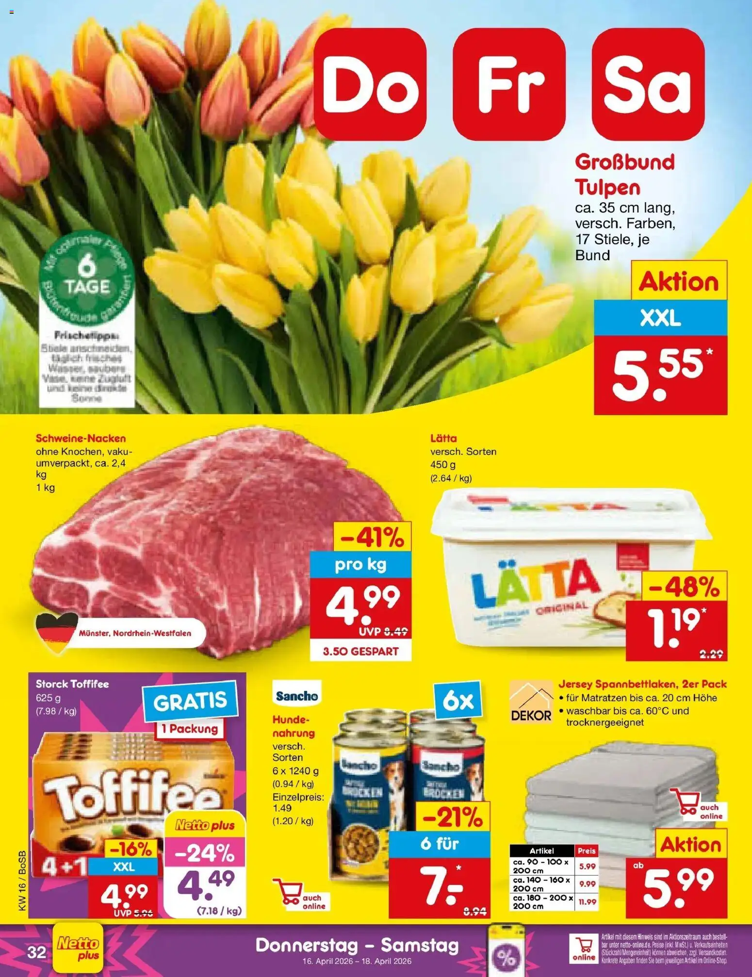 Netto Marken-Discount Prospekt Stadtlohn	 – gültig ab 13.04.2026 | Seite: 19 | Produkte: Schweinenacken, Toffifee, Lätta