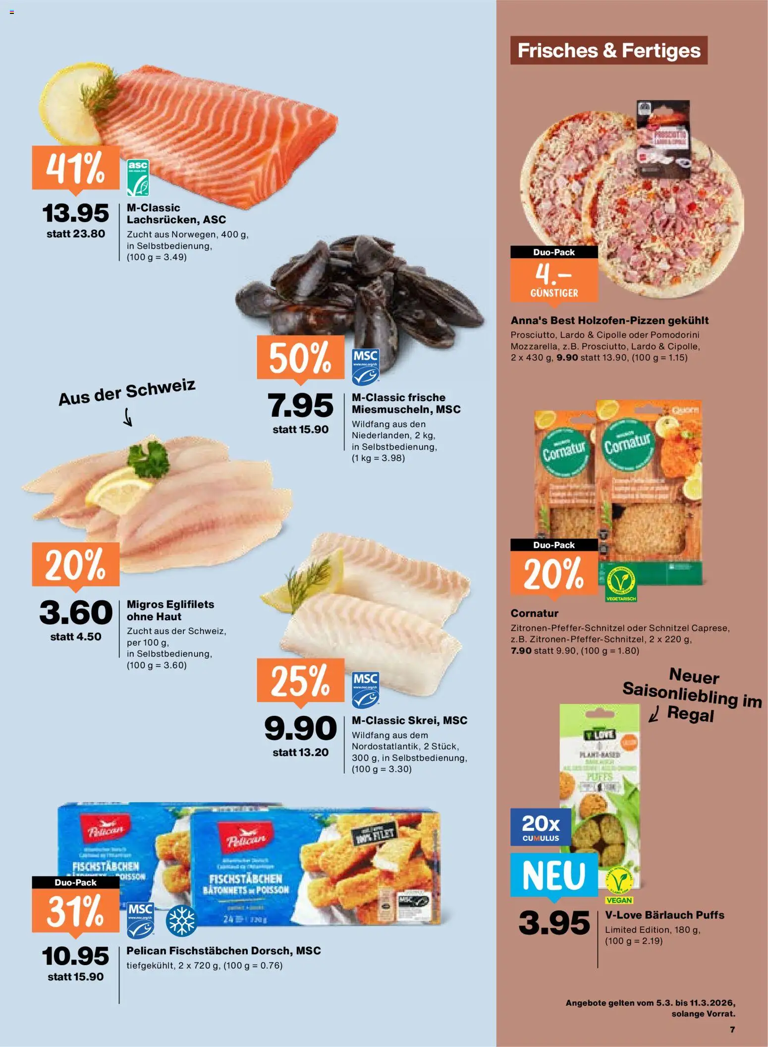 Migros aktionen – gültig ab 03.03.2026 | Seite: 7 | Produkte: Regal, Pizza