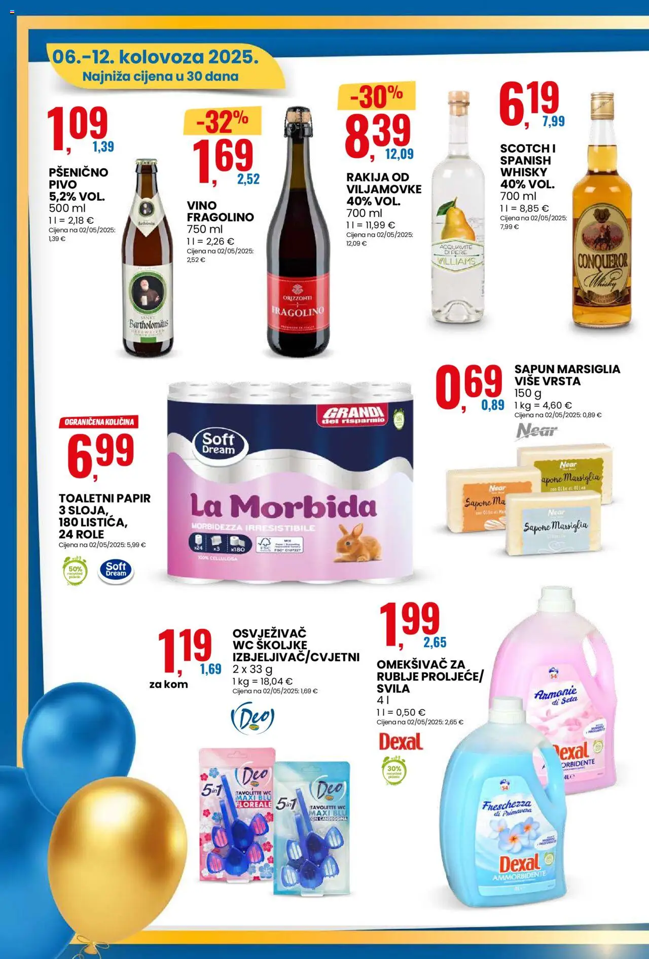 Eurospin katalog | vrijedi od 06.08.2025 | Stranica: 12 | Proizvodi: Vino, Pivo, Toaletni papir, Rakija