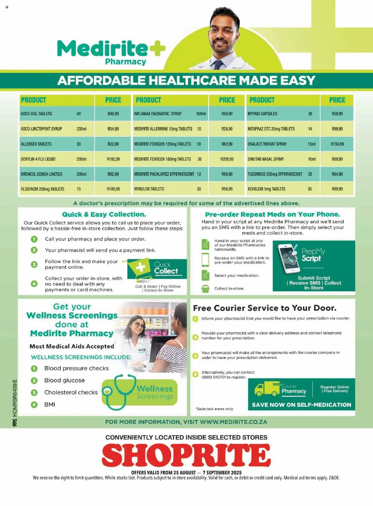 Shoprite - Medirite Month End Savings  │ valid from 25.08.2025 | Page: 4 | Products: Syrup, Nasal spray