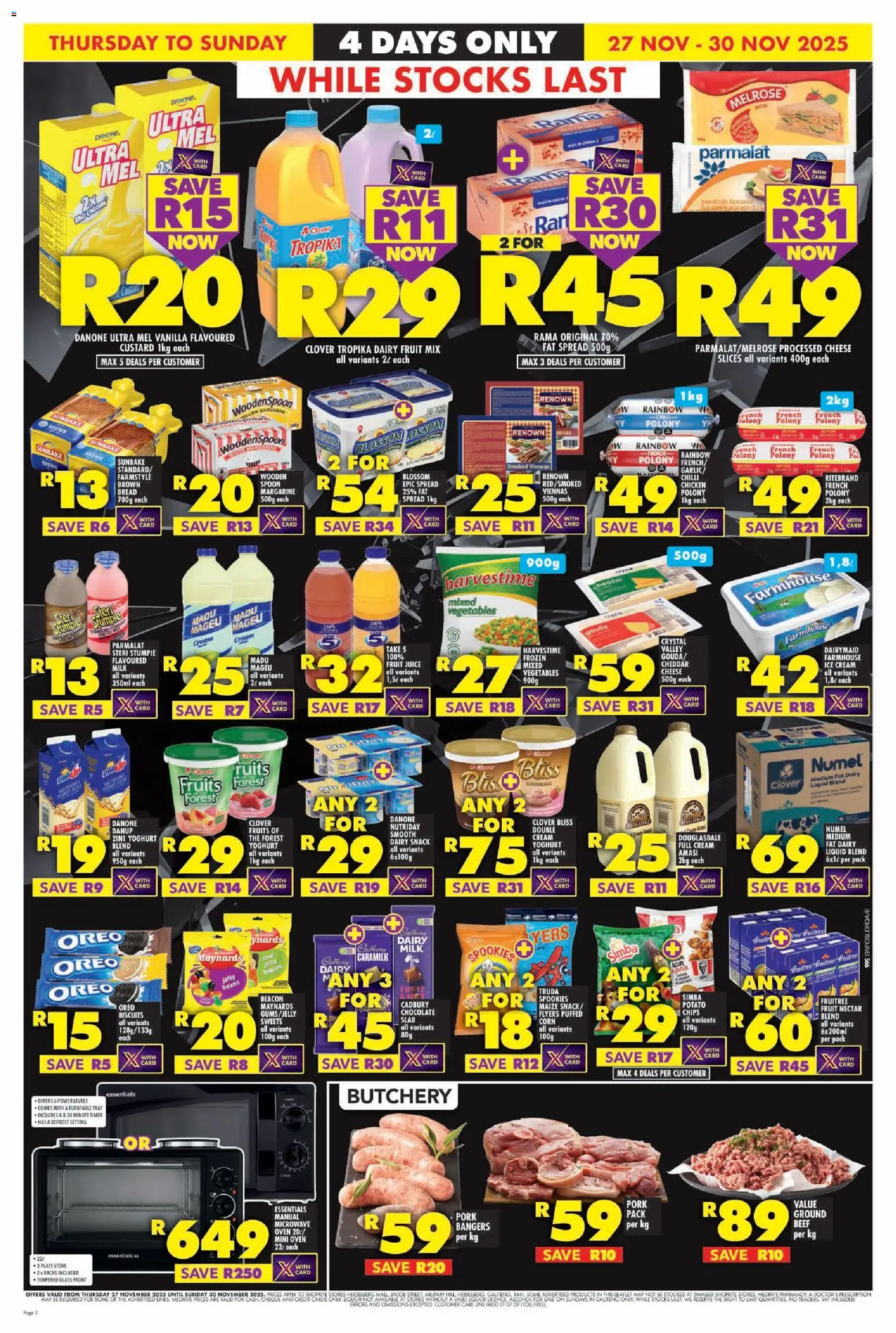 New Shoprite catalogue – valid from 27.11.2025 | Page: 2 | Products: Tray, Milk, Polony, Pork