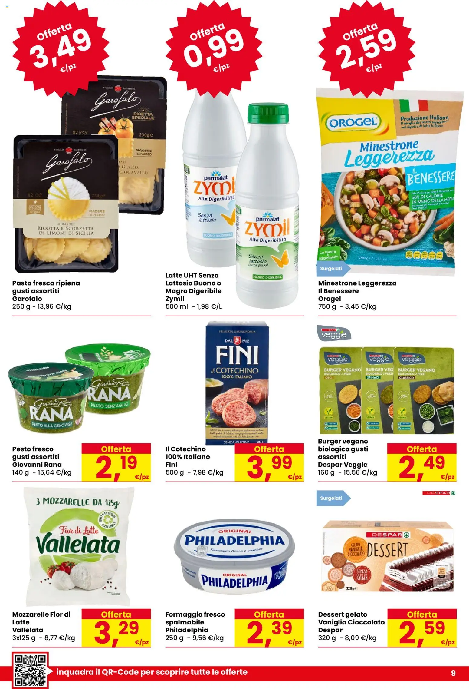 Volantino Despar del 30.10.2025 | Pagina: 9 | Prodotti: Ceci, Latte, Pasta, Spinaci