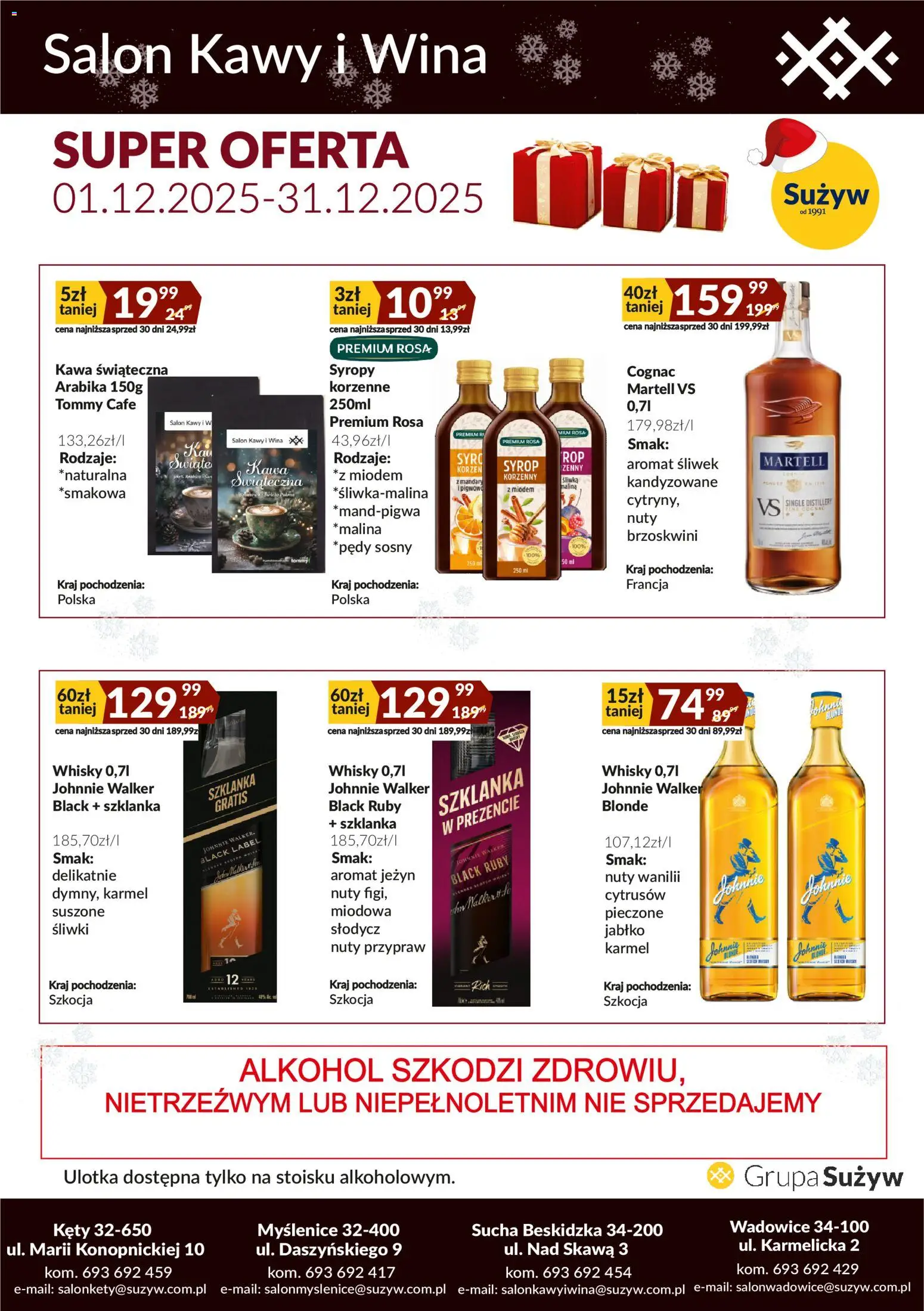 Sużyw Gazetka - Salon kawy i wina od 01.12.2025 | Strona: 2 | Produkty: Szklanka, Syrop, Alkohol, Whisky