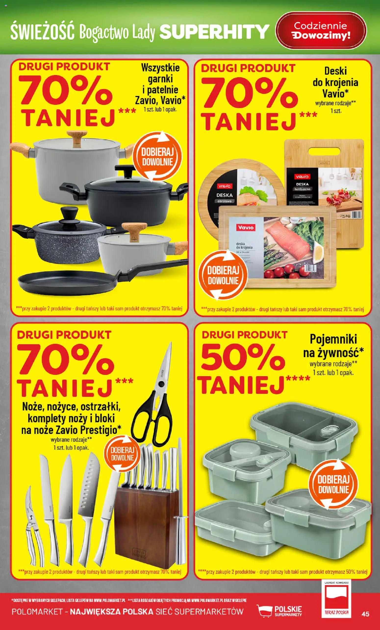 POLOmarket Gazetka od 18.02.2026 | Strona: 45 | Produkty: Patelnie, Deska do krojenia, Garnki