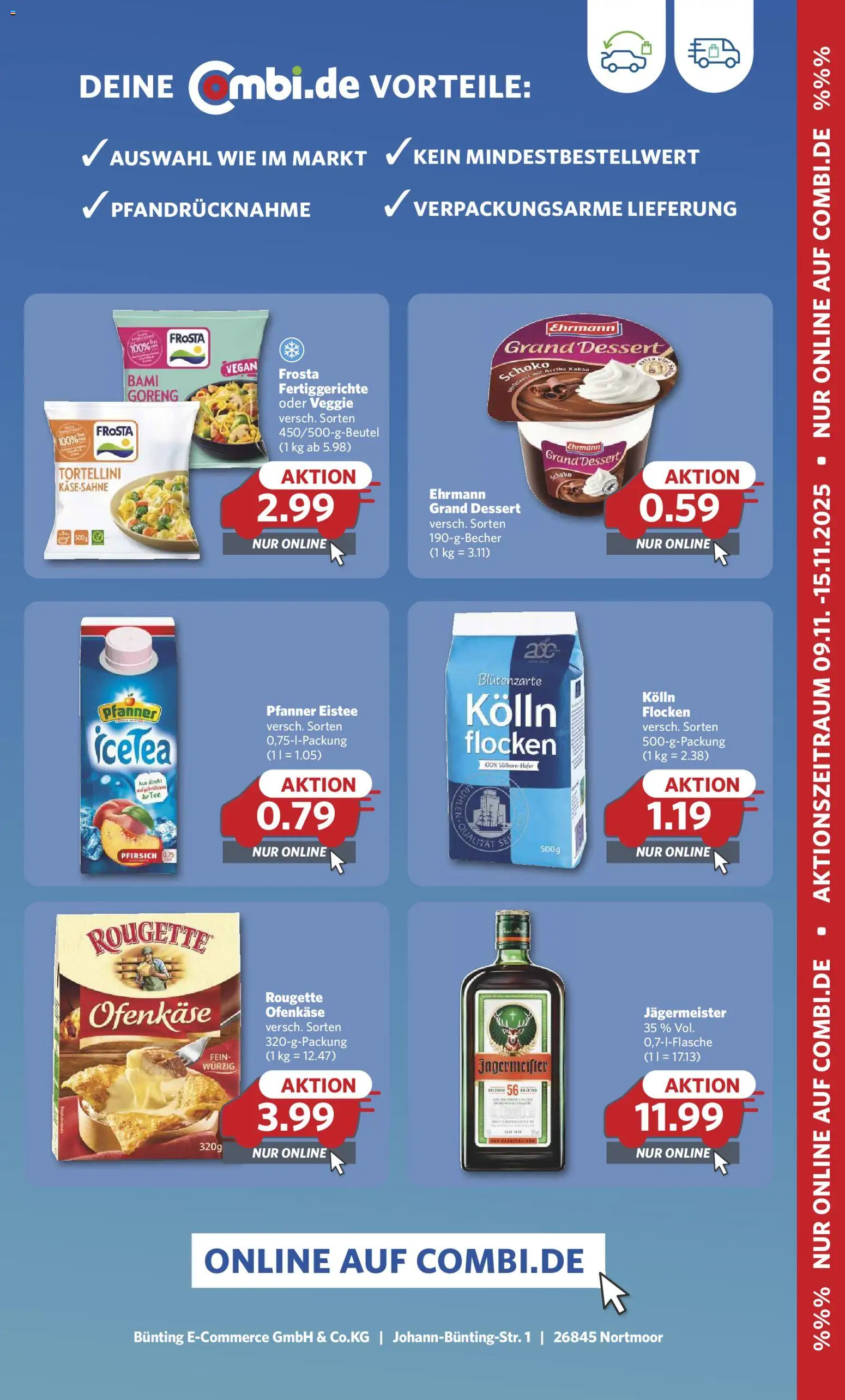 Combi Prospekt 	 – gültig ab 10.11.2025 | Seite: 30 | Produkte: Rougette ofenkase, Pfanner eistee, Frosta, Jägermeister