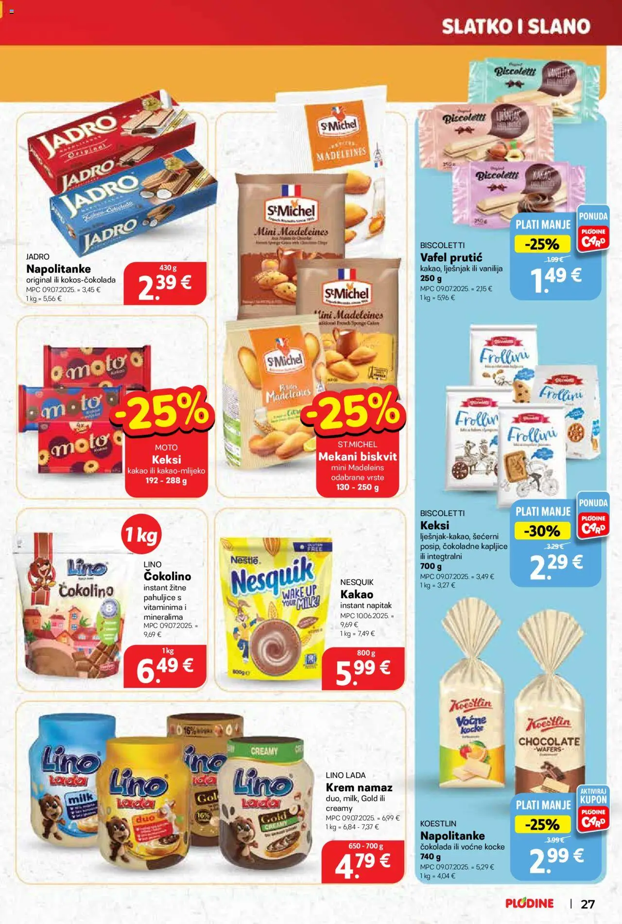 Plodine katalog | vrijedi od 10.09.2025 | Stranica: 27 | Proizvodi: Čokolada, Pahuljice, Čokolino, Namaz