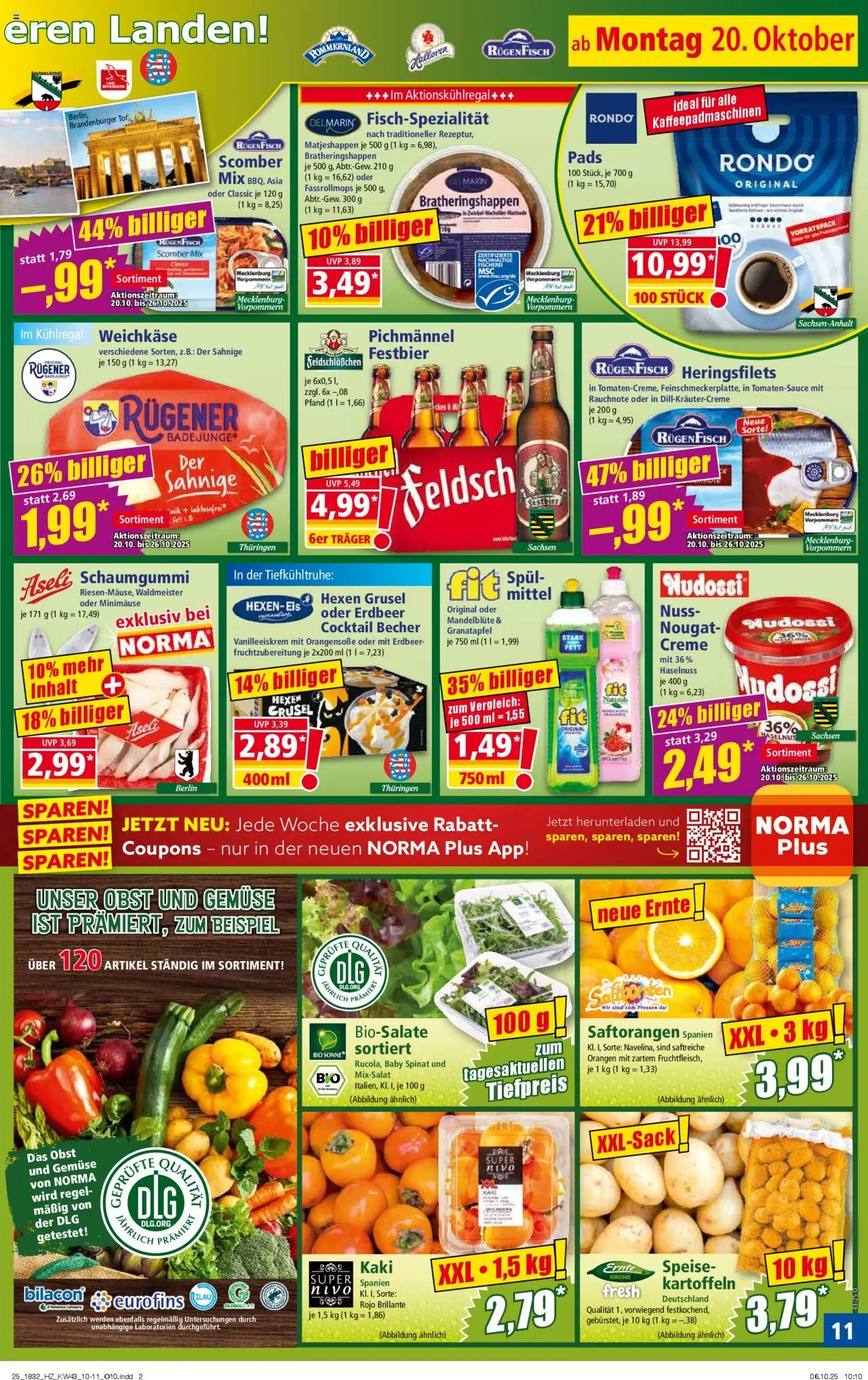 Norma Prospekt 	 – gültig ab 20.10.2025 | Seite: 11 | Produkte: Granatapfel, Kartoffeln, Gemüse, Kaki