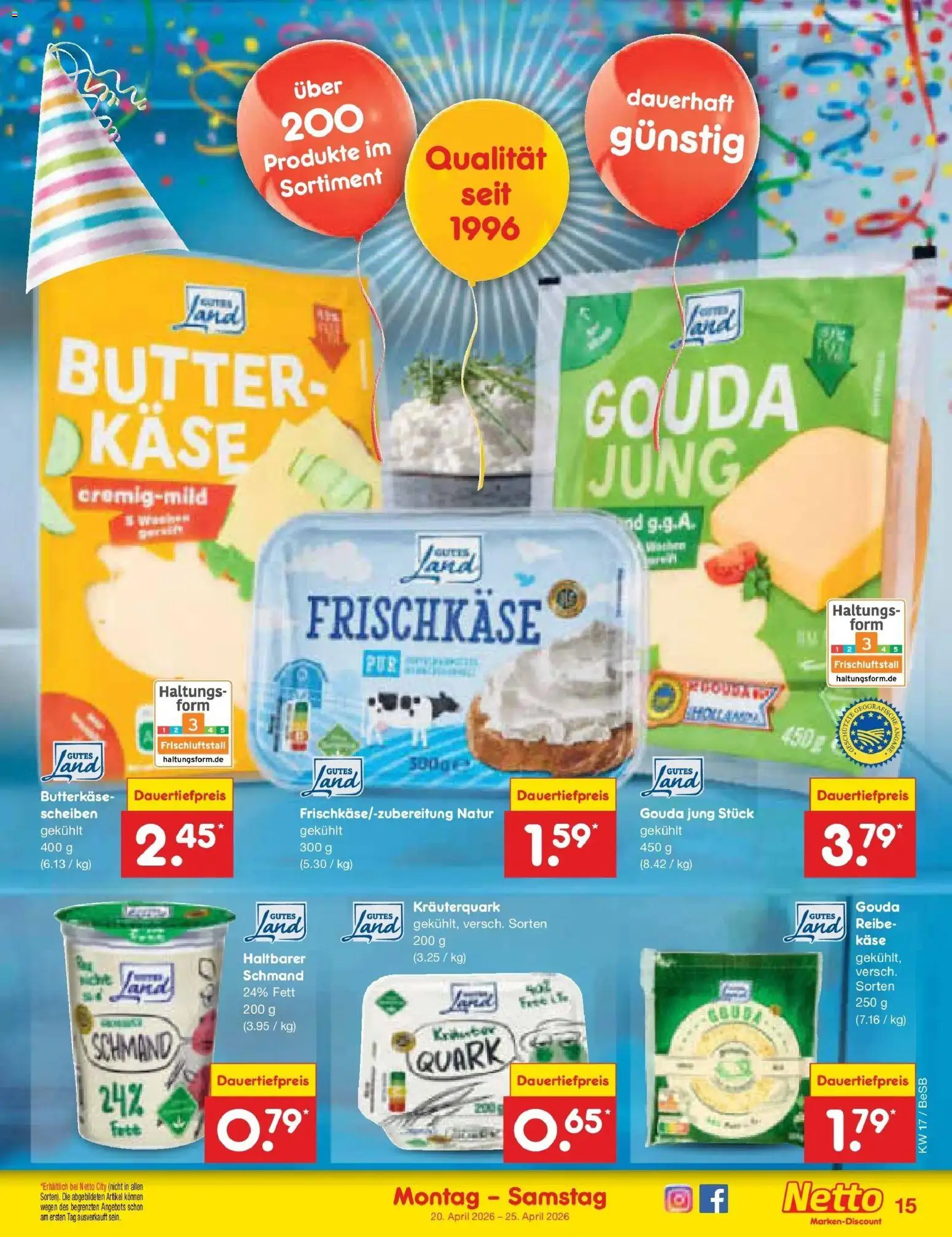 Netto Marken-Discount Prospekt Kremmen	 – gültig ab 20.04.2026 | Seite: 17 | Produkte: Quark, Käse, Gouda, Frischkase