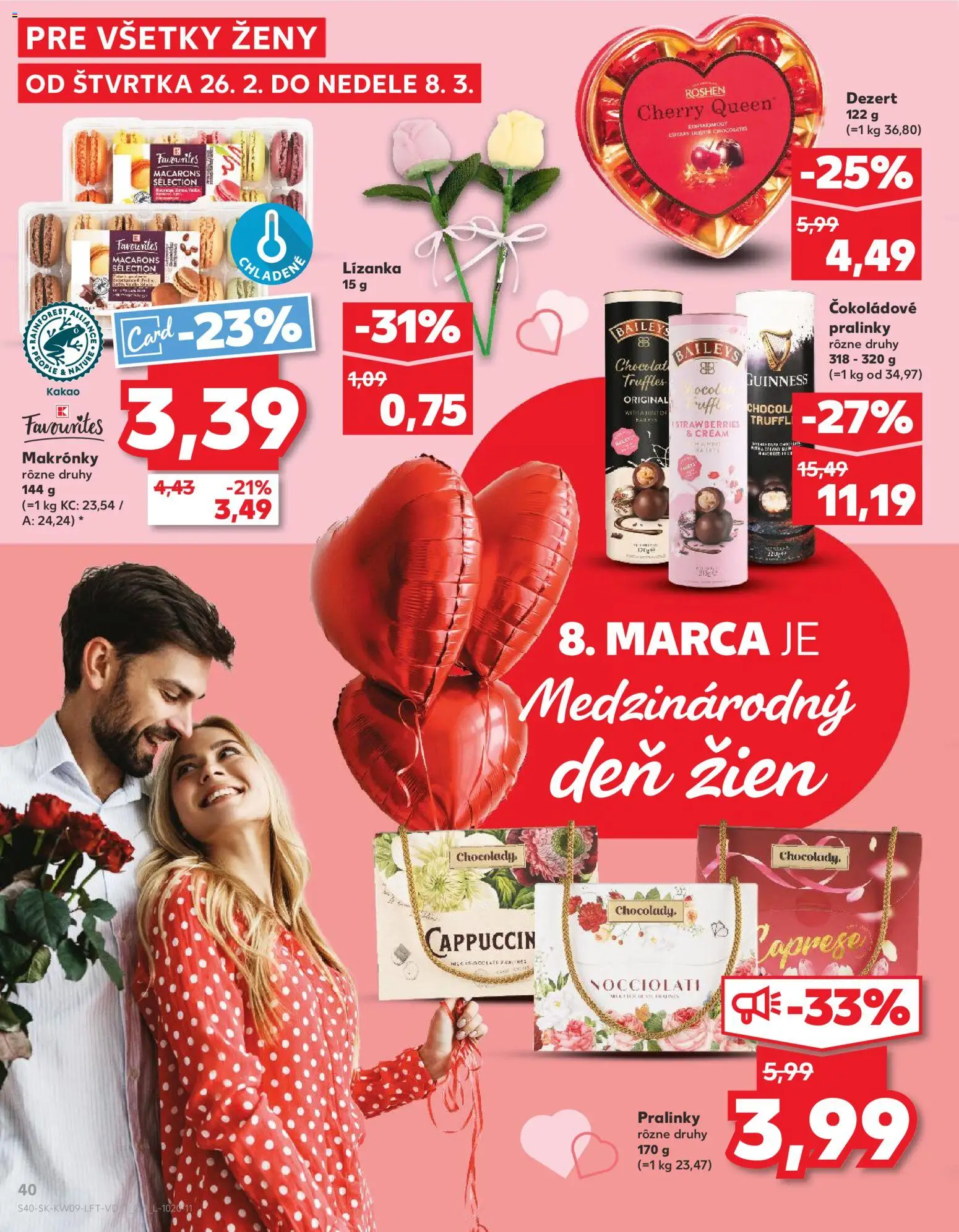 Nové Kaufland akcie – leták je platný od 26.02.2026 | Strana: 40 | Produkty: Makronky, Baileys, Kakao