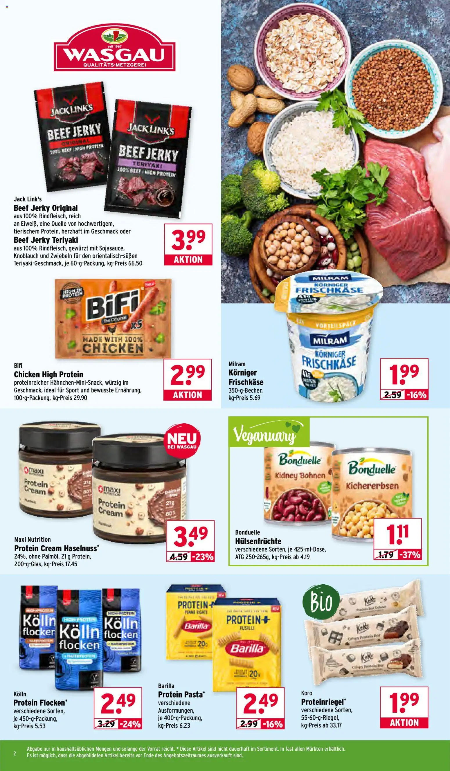 Wasgau Prospekt 	 – gültig ab 12.01.2026 | Seite: 2 | Produkte: Bifi, Milram, Knoblauch, Frischkase