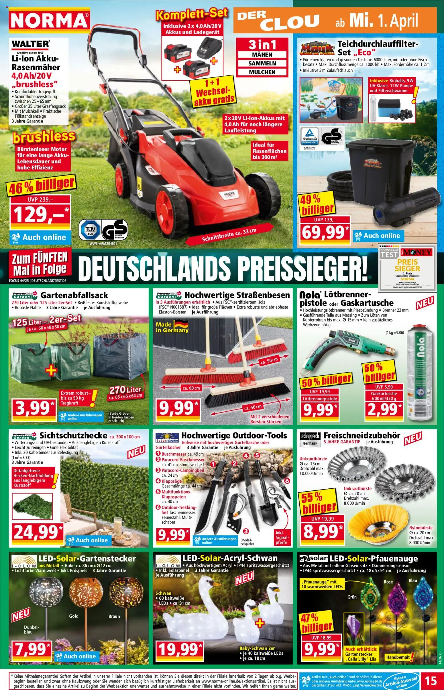 Norma Prospekt 	 – gültig ab 30.03.2026 | Seite: 16 | Produkte: Rasenmäher, Fisch, Ladegerät