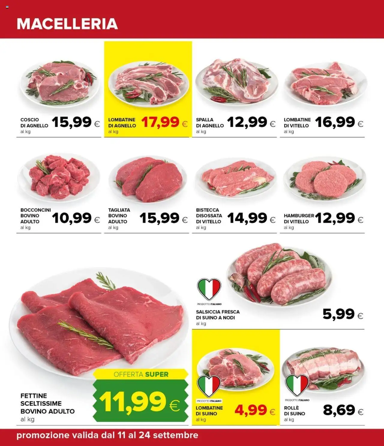Volantino Oasi del 11.09.2025 | Pagina: 18 | Prodotti: Bovino, Suino, Salsiccia, Hamburger