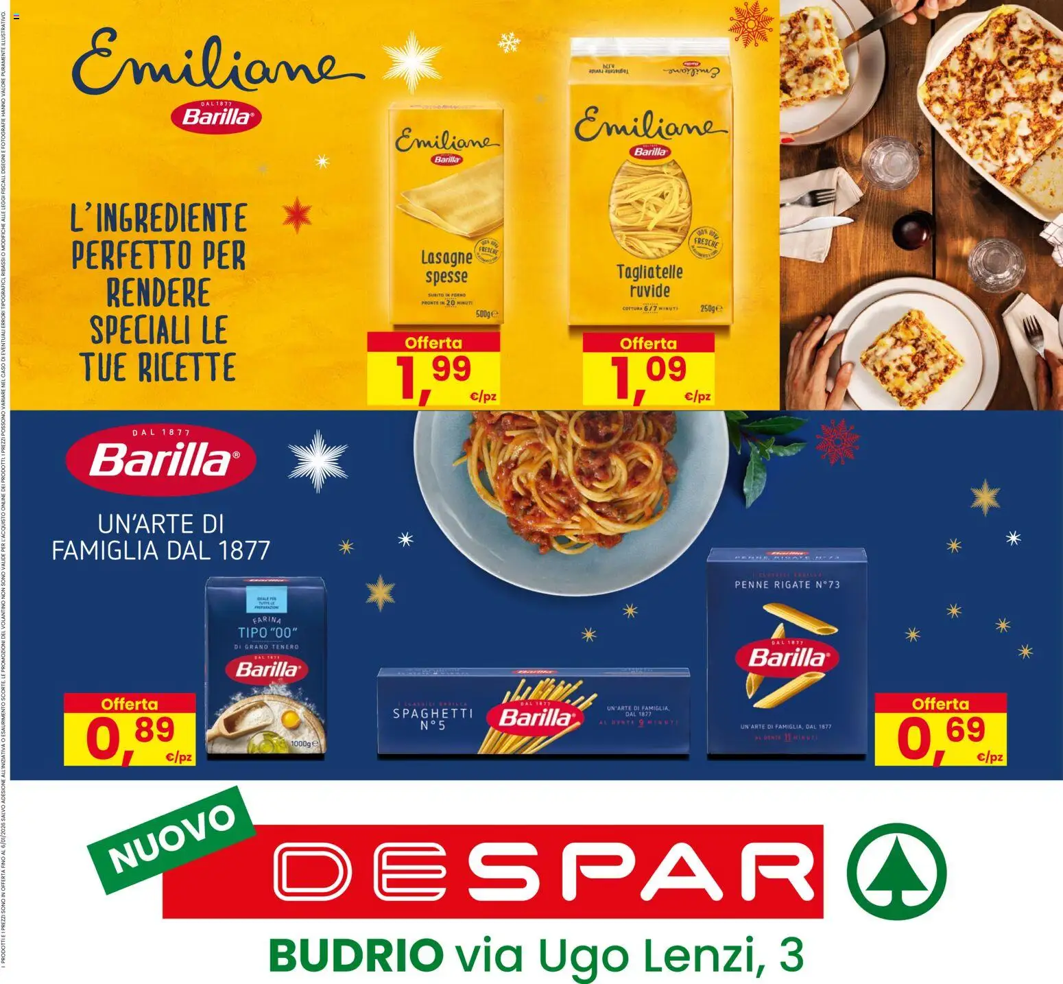 Volantino Despar del 18.12.2025 | Pagina: 28 | Prodotti: Tagliatelle, Farina, Forno, Penne