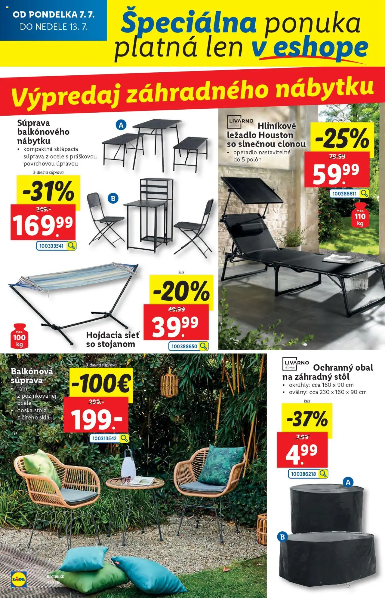 Lidl leták │ platný od 07.07.2025 | Strana: 48 | Produkty: Stôl, Záhradný stôl, Hojdacia sieť, Rám