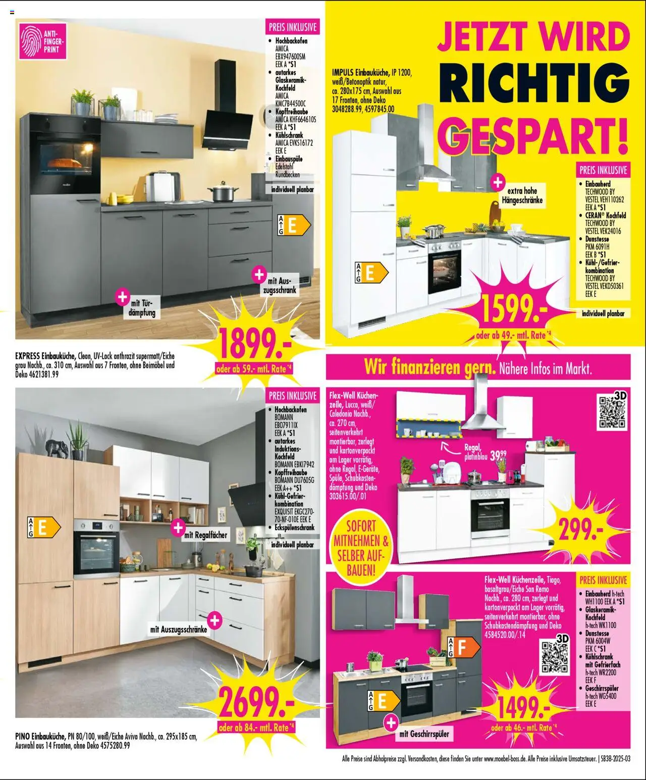 SB Möbel Boss Prospekt Nordhausen	 – gültig ab 13.09.2025 | Seite: 3 | Produkte: Geschirrspüler, Kühlschrank, Kochfeld, Kuchen