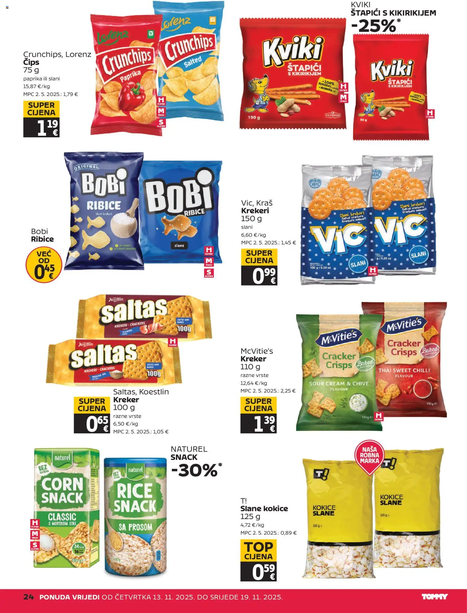 Tommy katalog | vrijedi od 13.11.2025 | Stranica: 24 | Proizvodi: Paprika, Kokice, Krekeri, Štapići