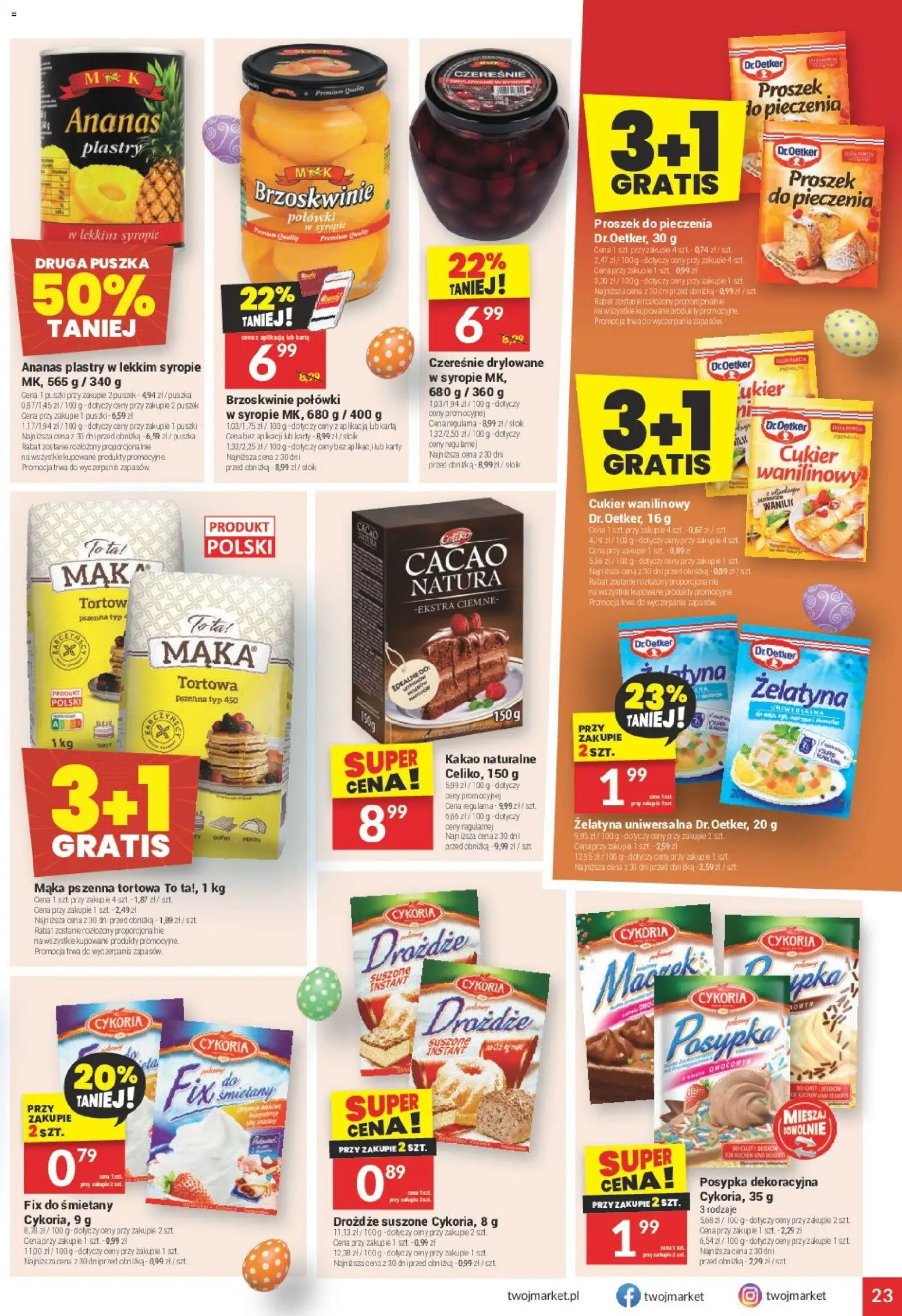 Twój Market gazetka od 11.03.2026 | Strona: 23 | Produkty: Karta, Cukier wanilinowy, Brzoskwinie, Cukier