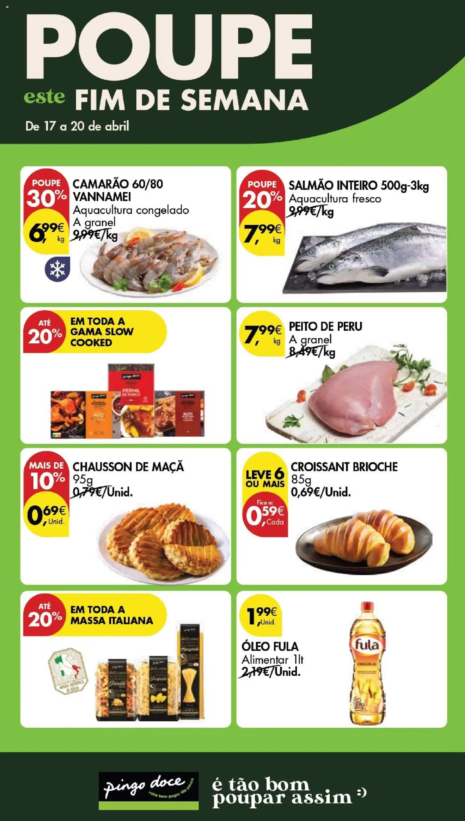 Pingo Doce Poupe este Fim de Semana │ válido de 17.04.2026 | Página: 1 | Produtos: Pernil, Camarão, Maça, Massa