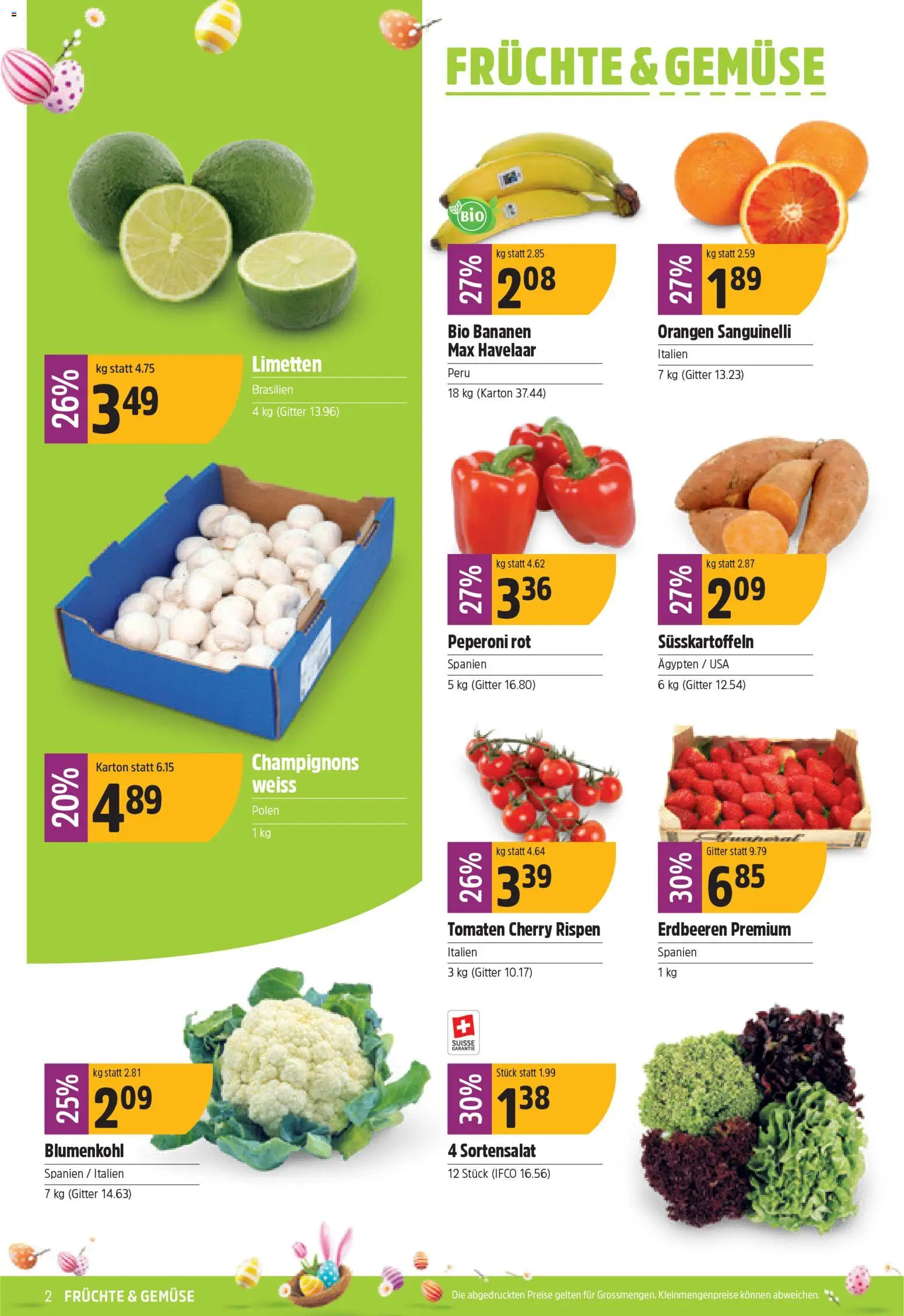 TopCC aktionen – gültig ab 16.03.2026 | Seite: 2 | Produkte: Gitter, Tomaten, Bananen, Blumenkohl