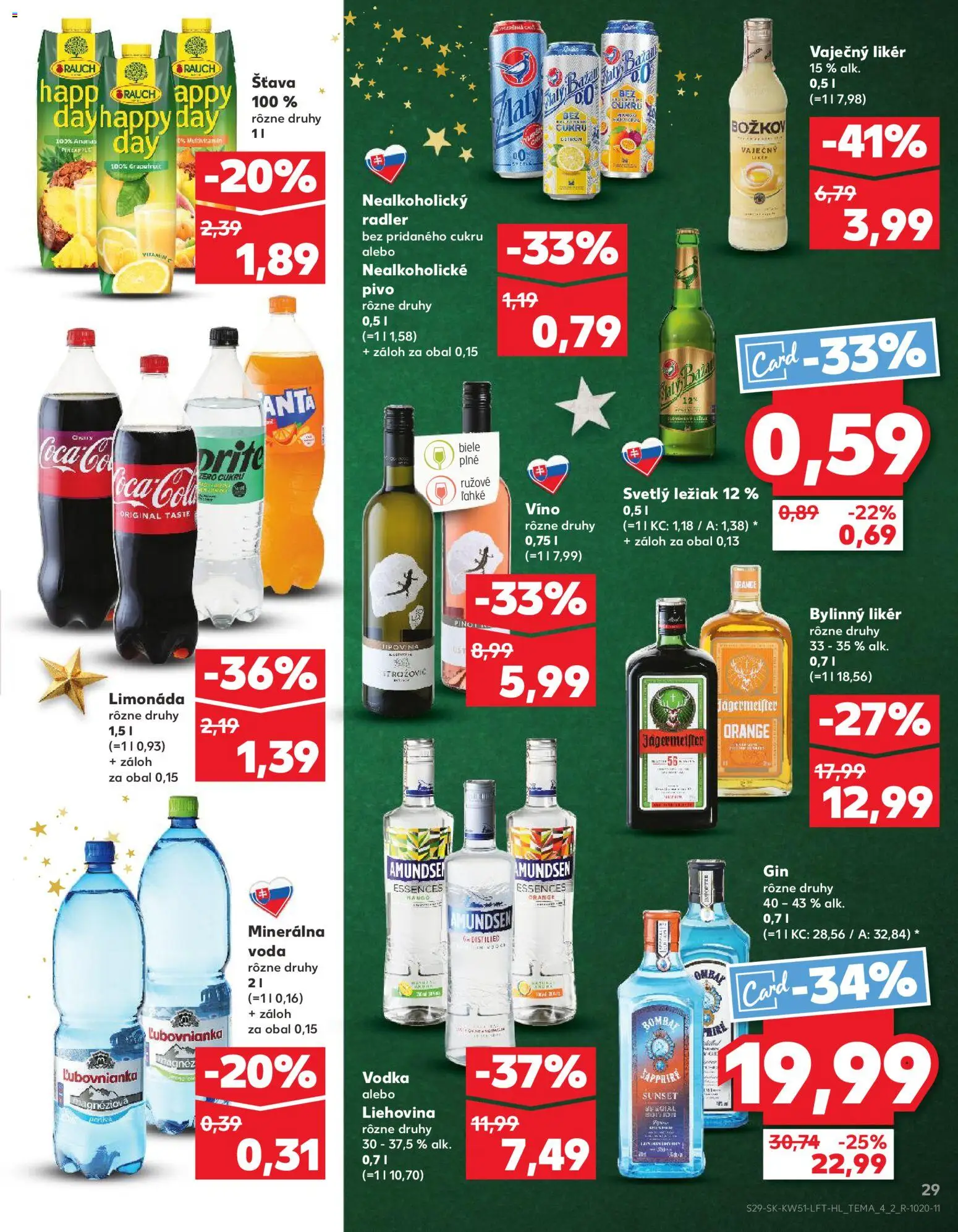 Nové Kaufland akcie – leták je platný od 18.12.2025 | Strana: 29 | Produkty: Víno, Gin, Voda, Nealkoholické pivo